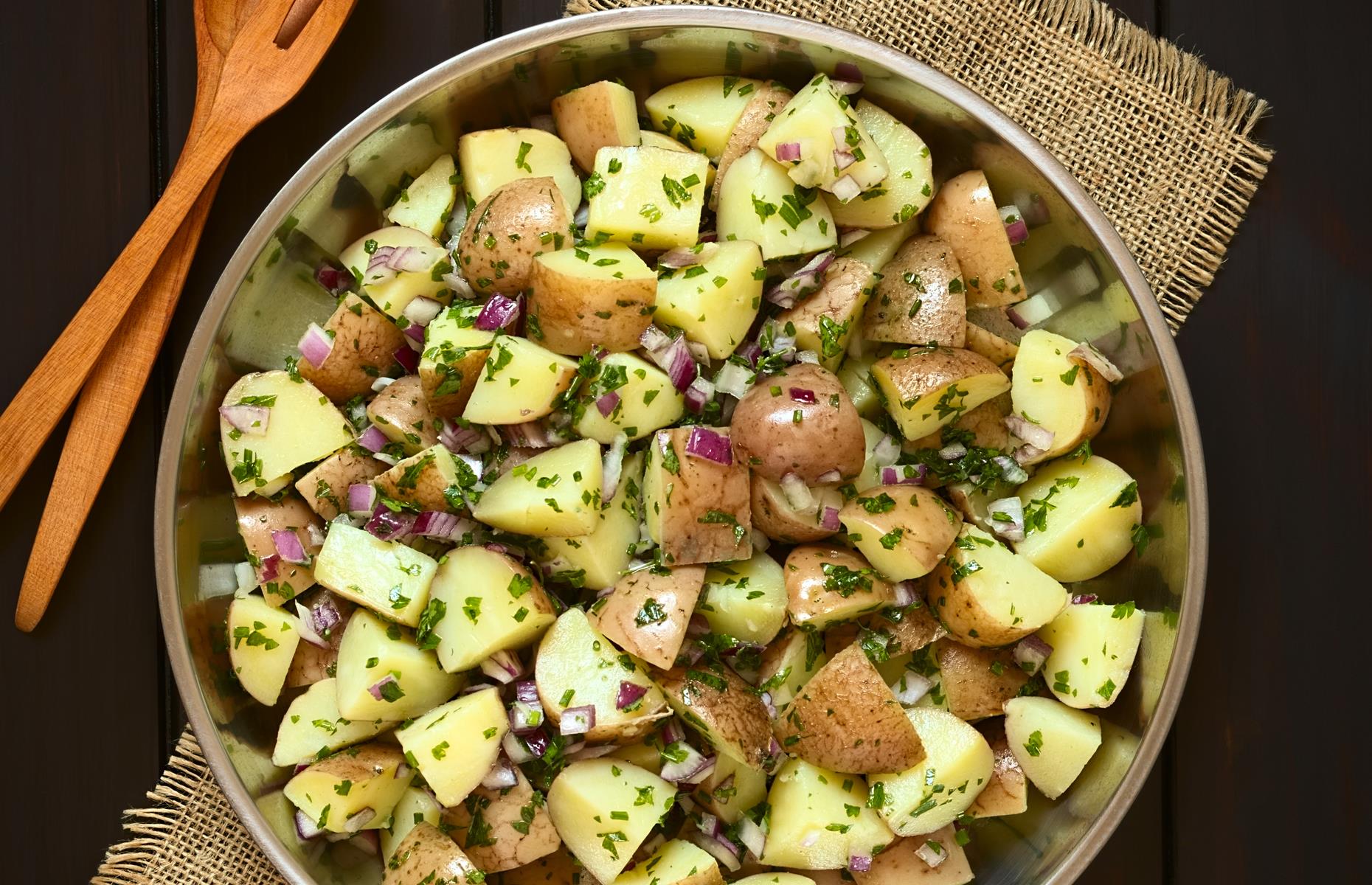 New potato salad with mint and chives
