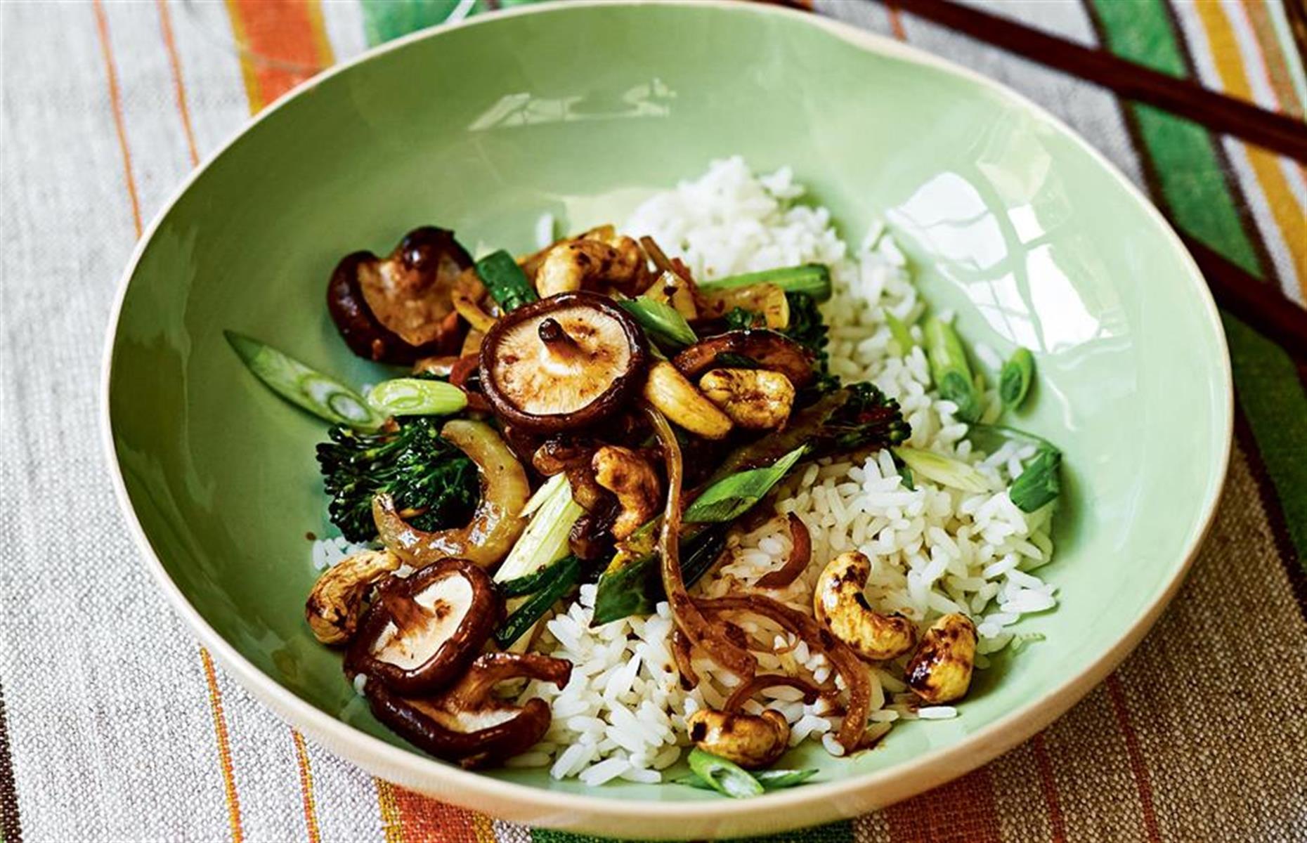 Shiitake cashew stir-fry