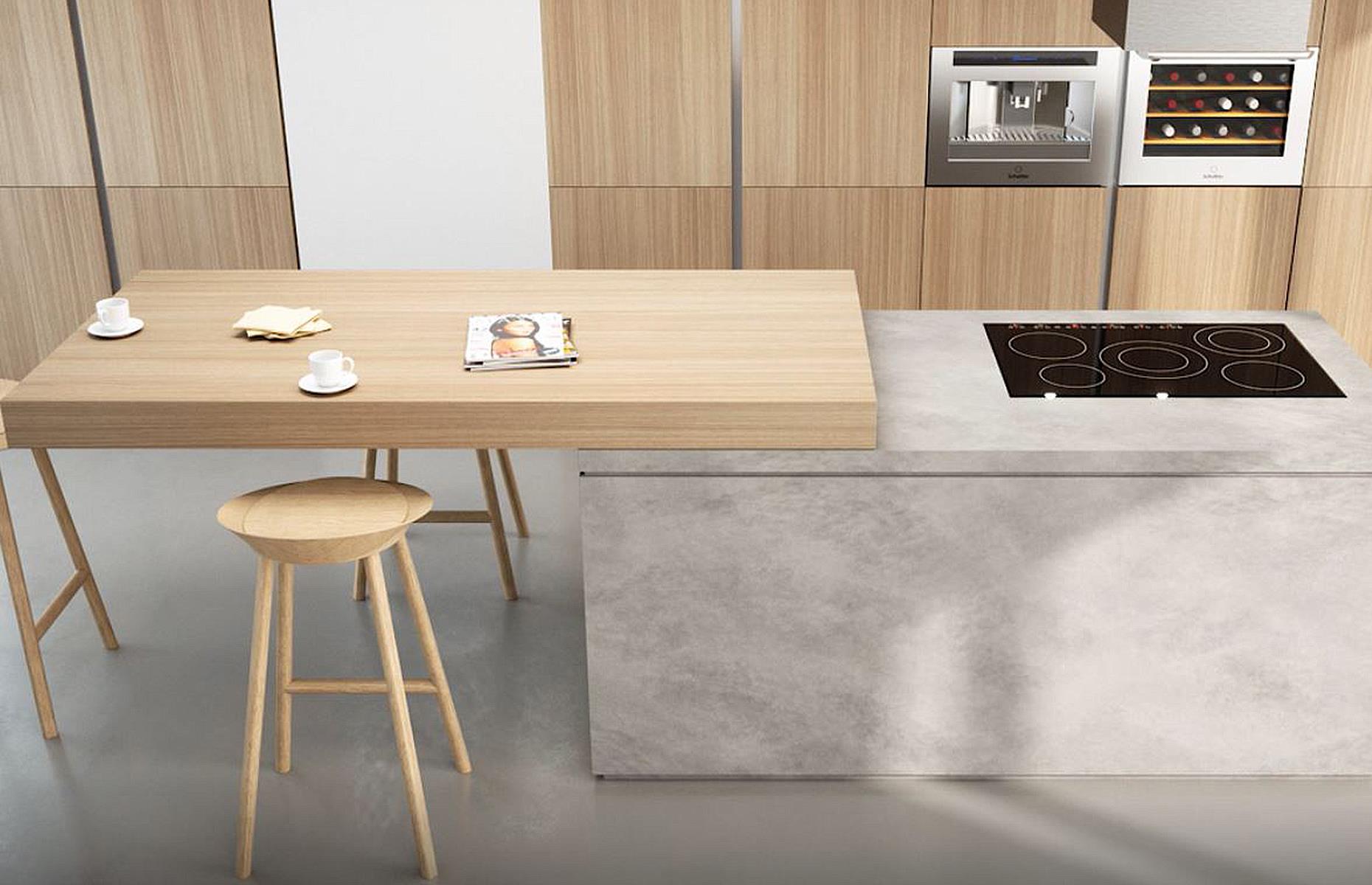 After: a sophisticated sliding breakfast bar