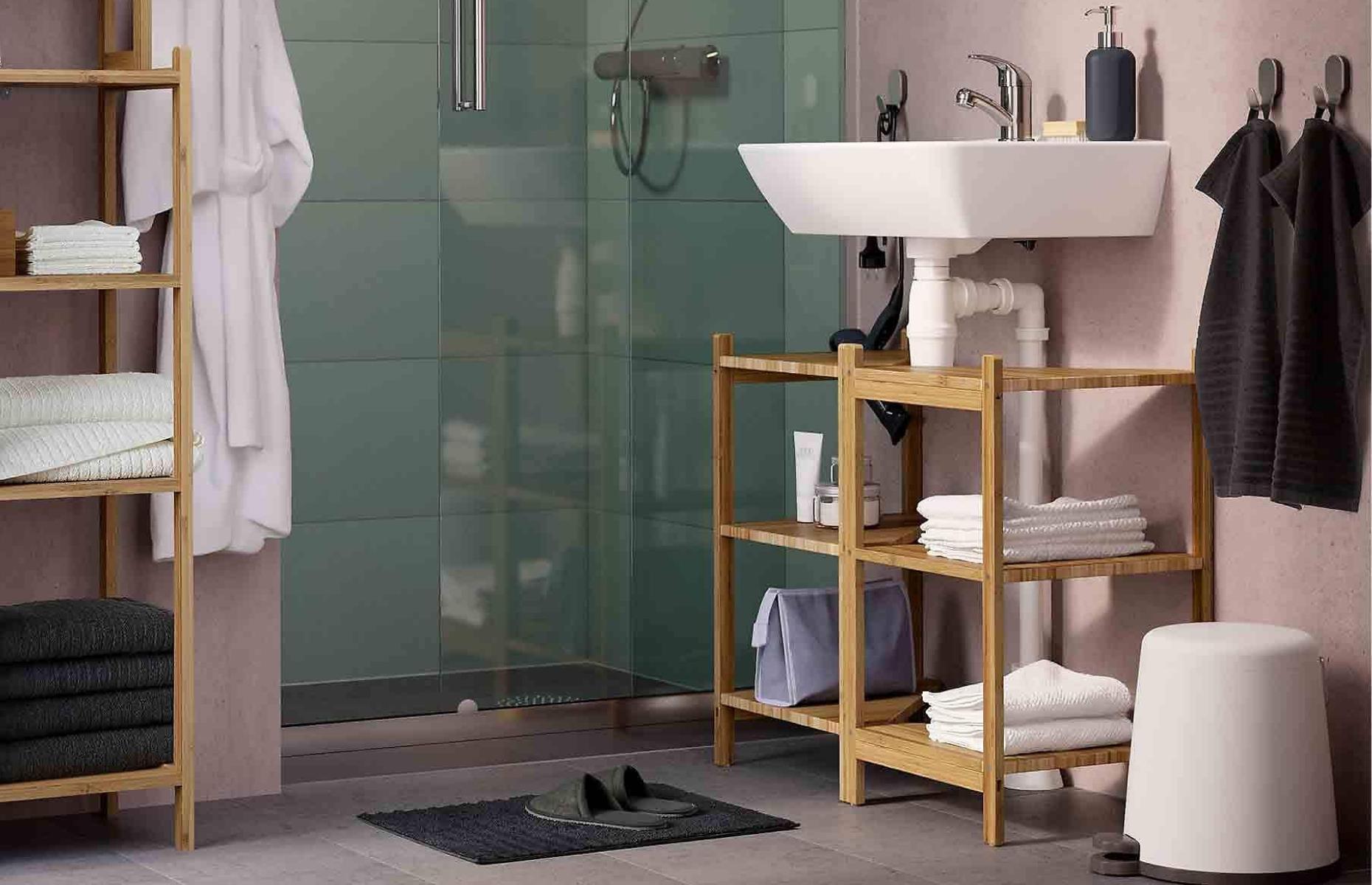 Wrap shelving around your basin