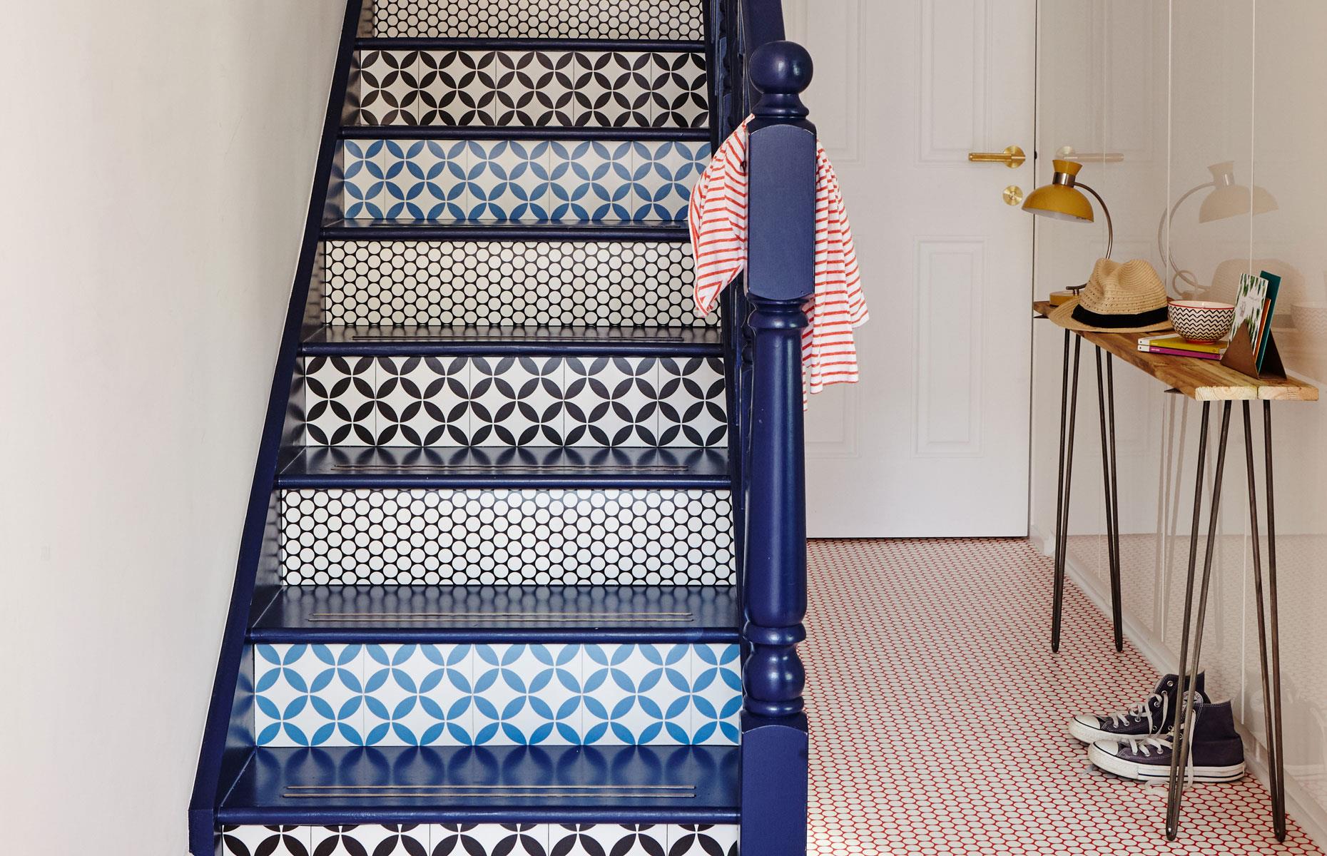 Staircase with vinyl stickers