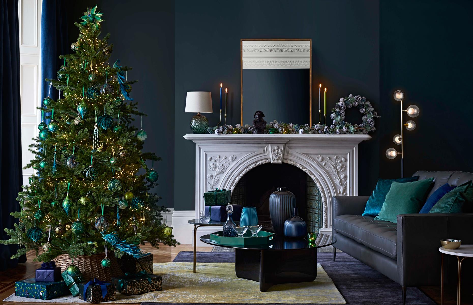Emerald Christmas decorations - John Lewis - Christmas tree decorating idea...