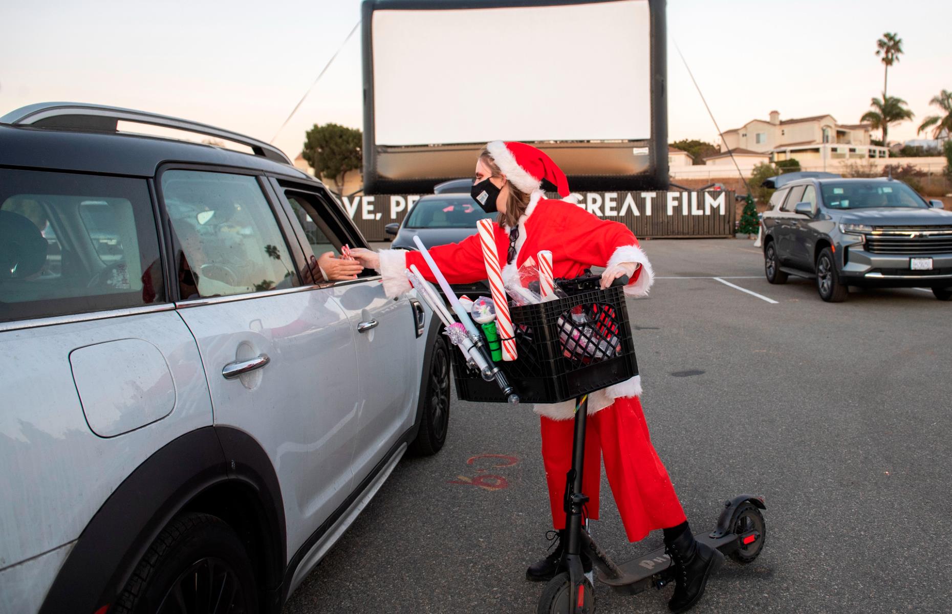 Santa Monica, California: A drive-in movie with a festive twist