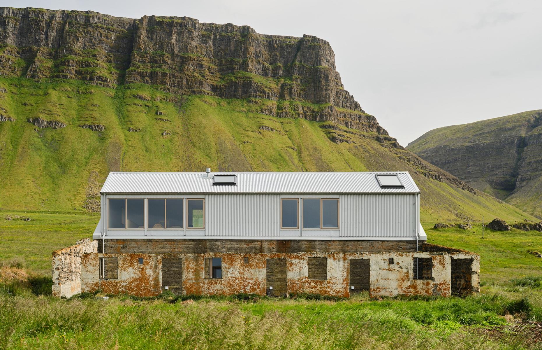 Restored concrete barn, West Iceland, Iceland