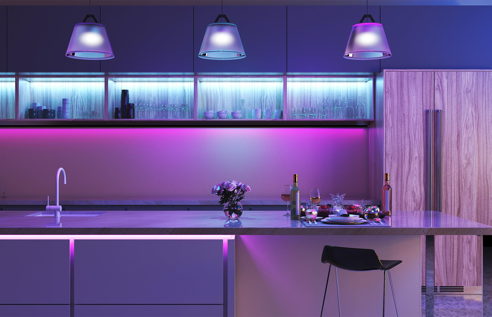 Colourful evening lighting