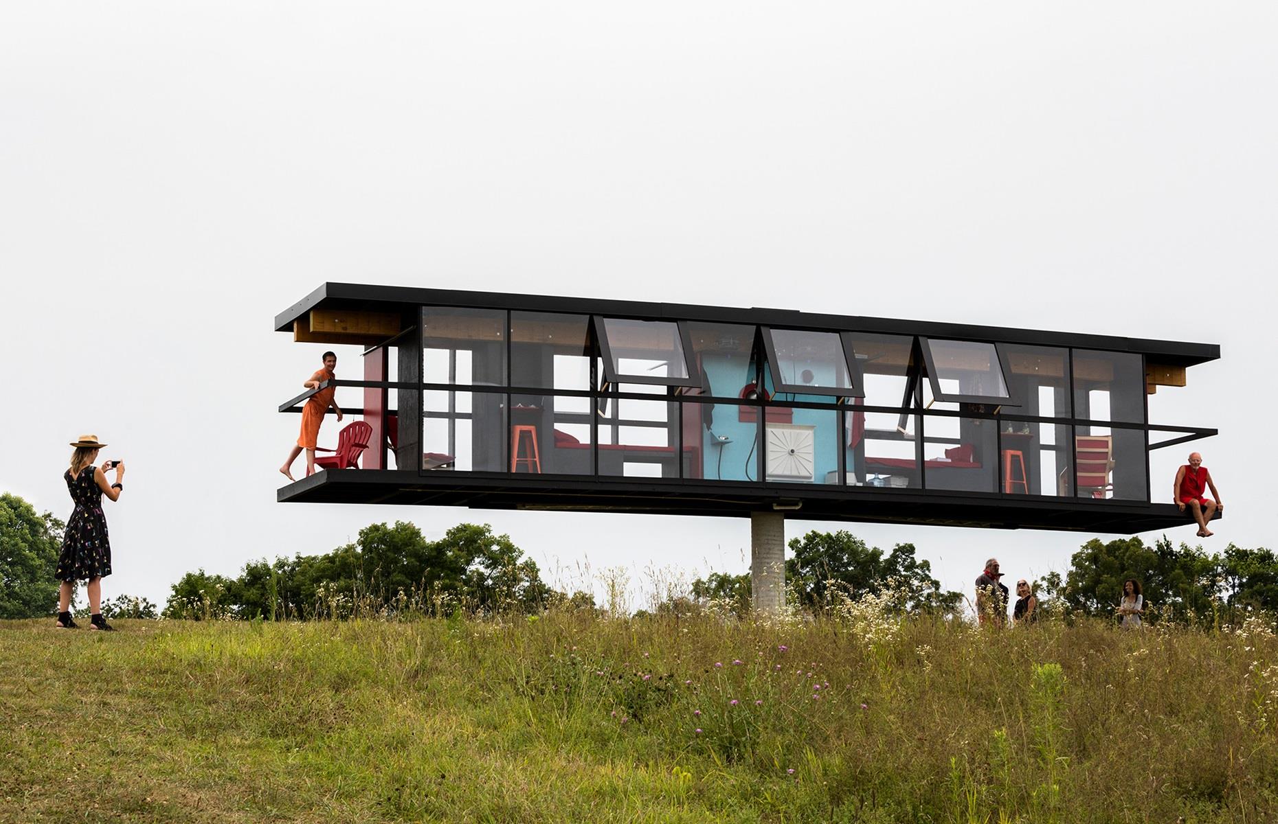 See-saw glass box, New York, USA