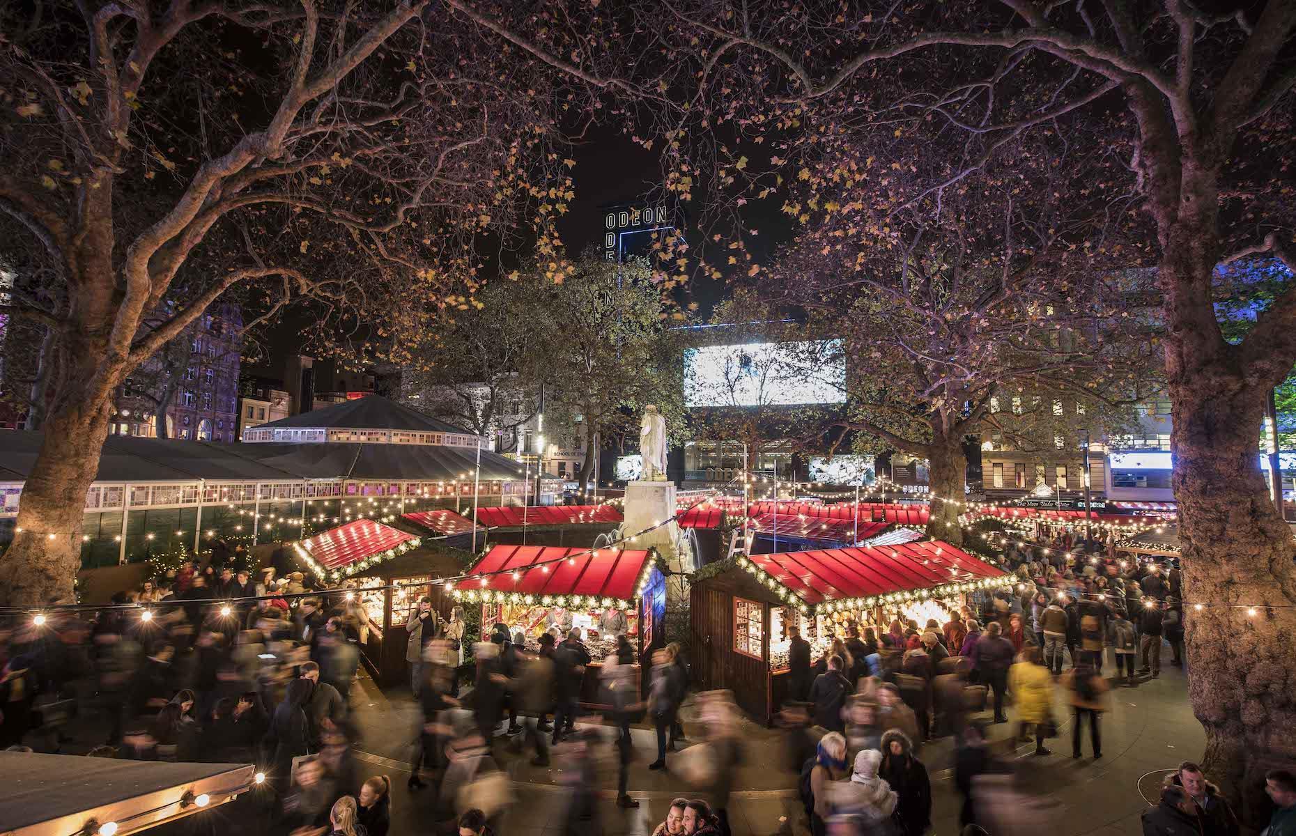 Christmas in Leicester Square, London