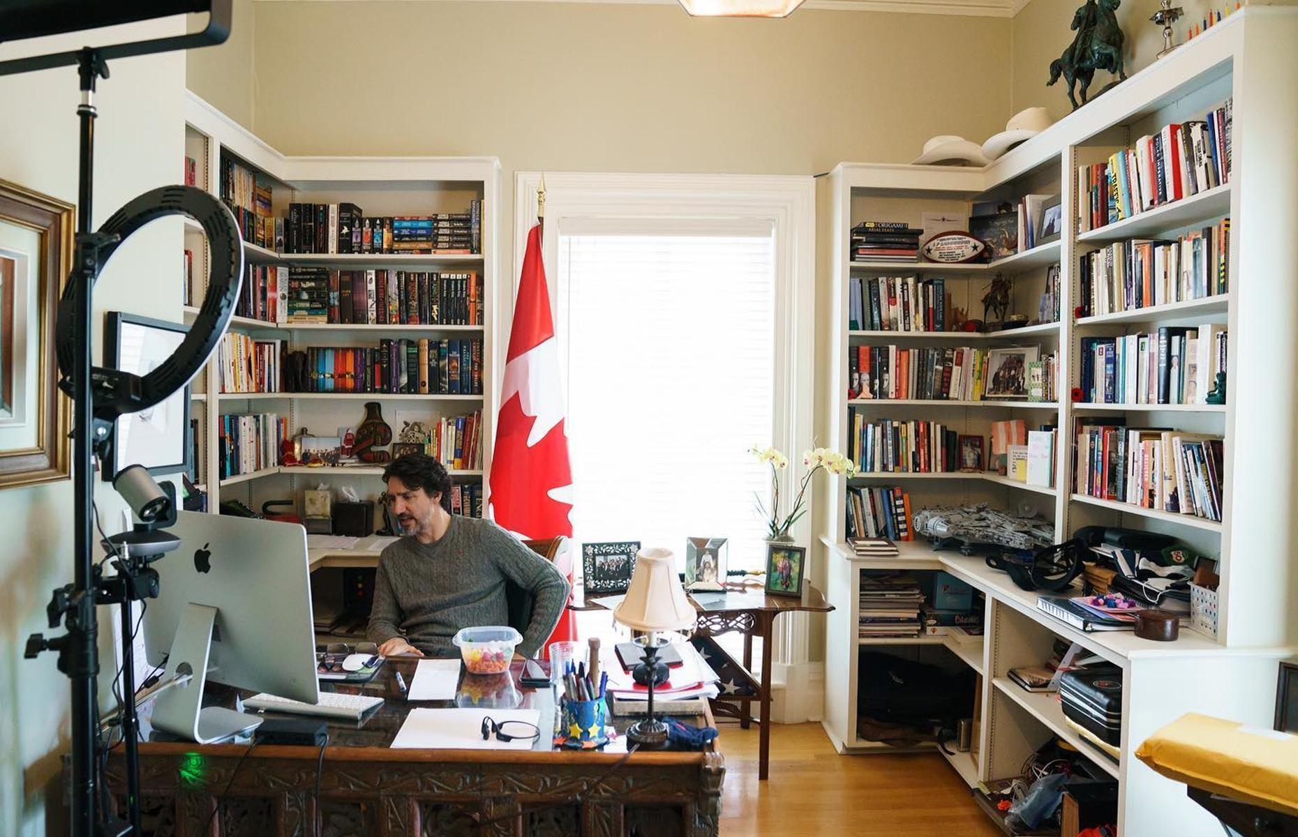 Trudeau works from home