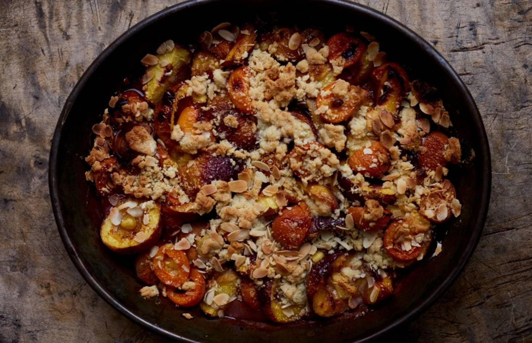Stone fruit and orange flower crumble