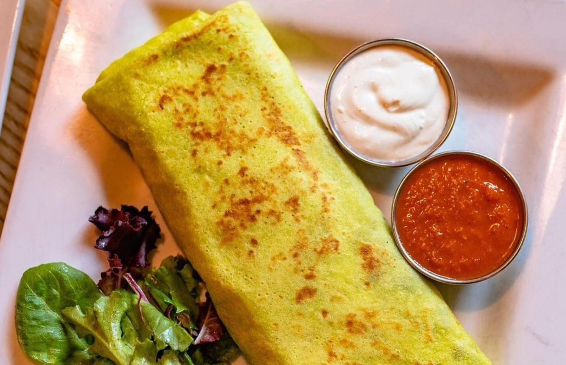 Vermont: breakfast burrito, The Skinny Pancake, various locations