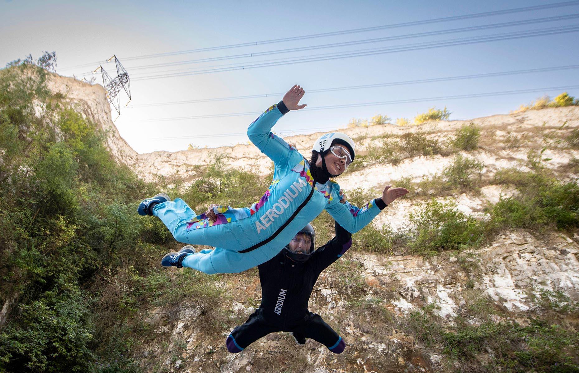 Outdoor skydiving, Hangloose Adventure Park, Kent, England