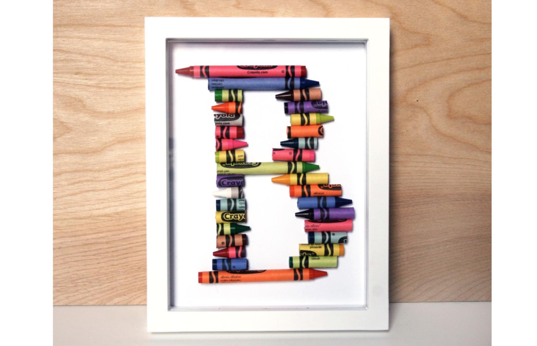 Framed crayon artwork