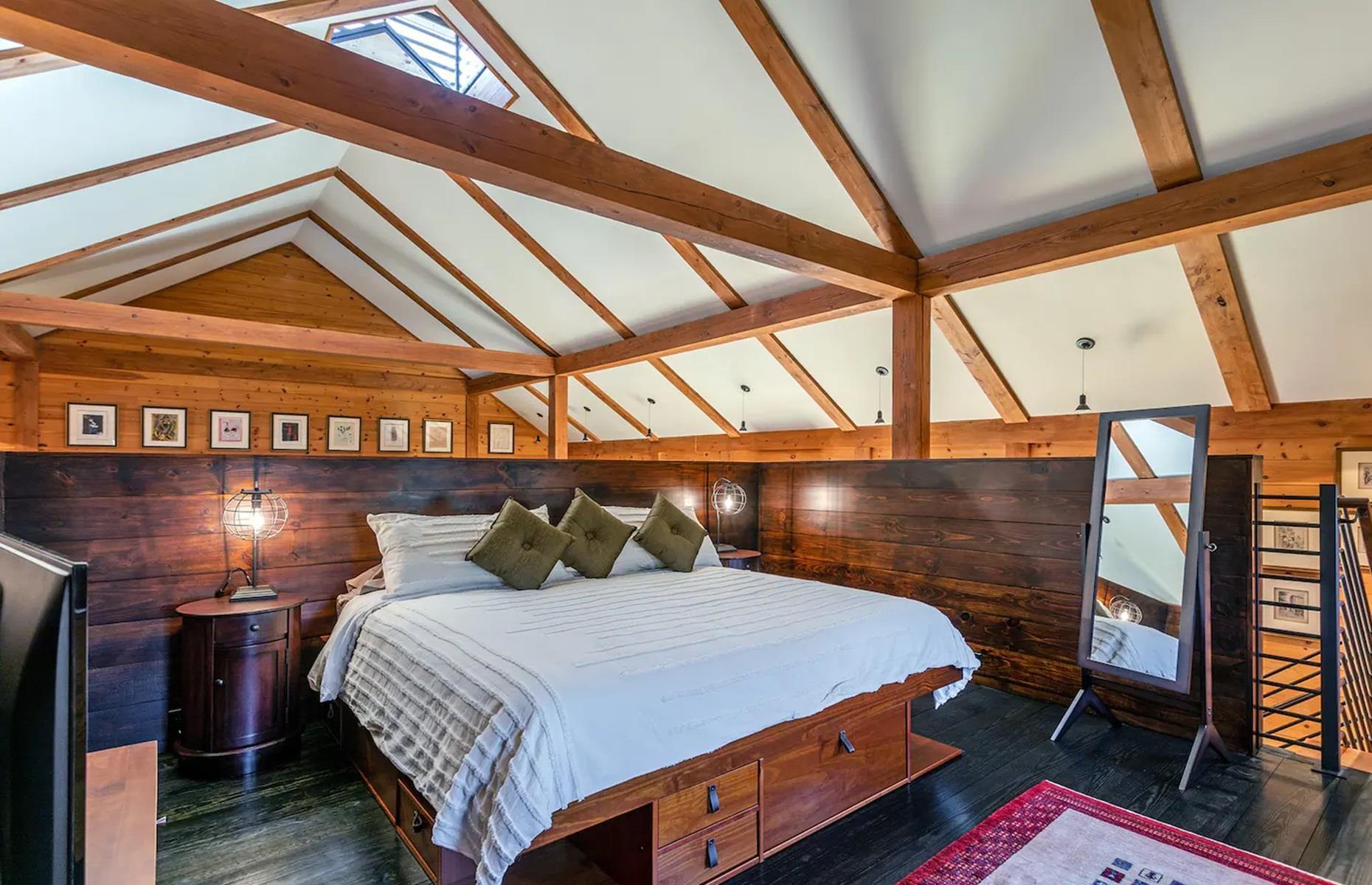 Converted silo: vaulted ceilings