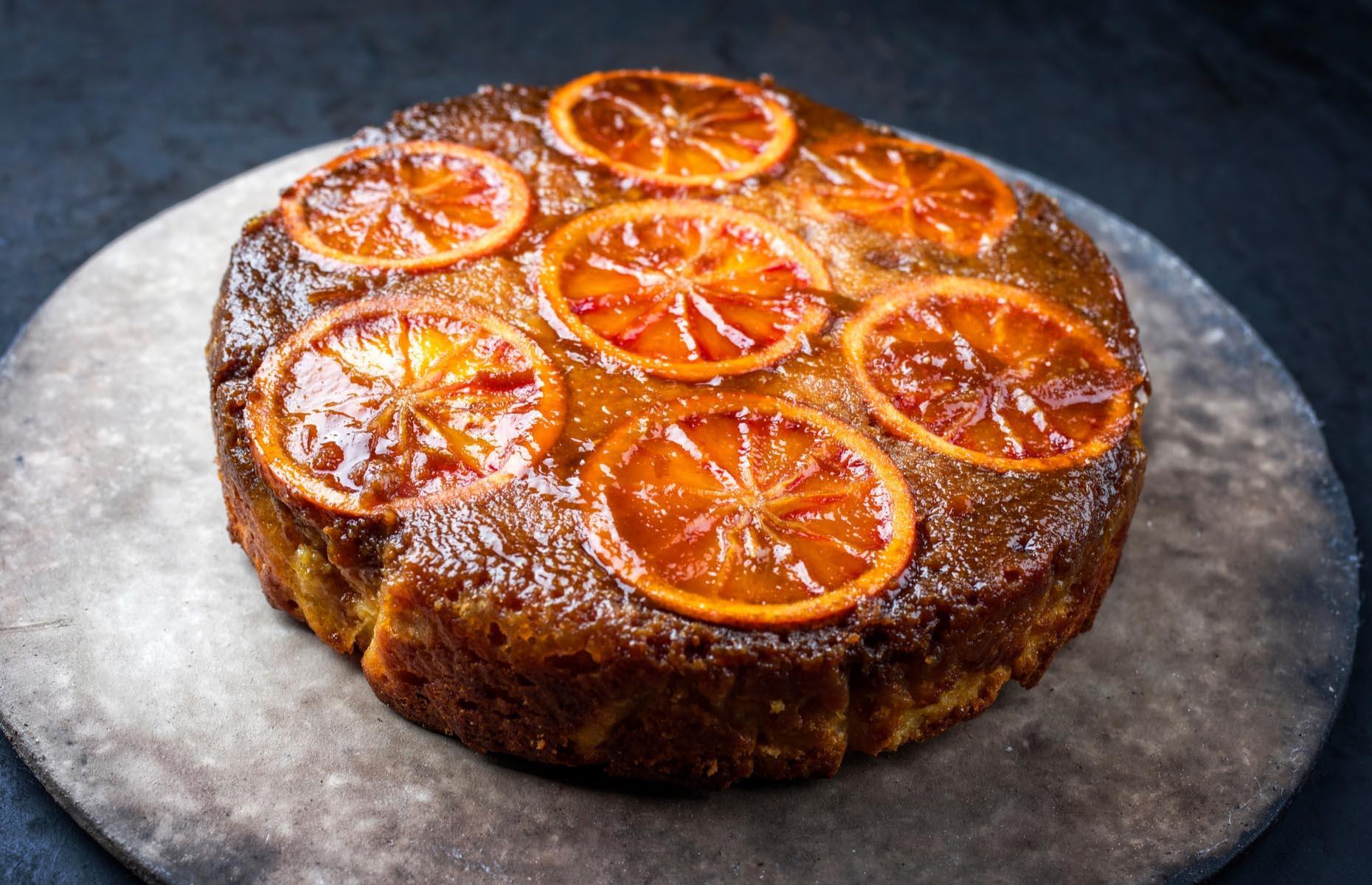 Clementine and cardamom upside-down cake