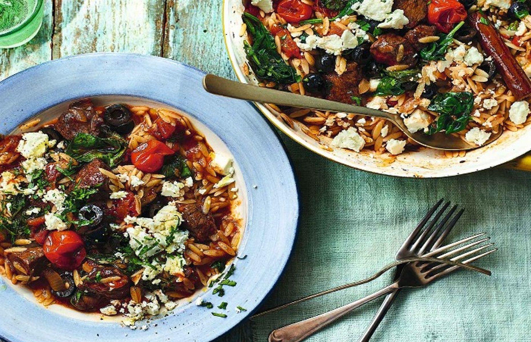 Rump of lamb: one-pot baked lamb orzo