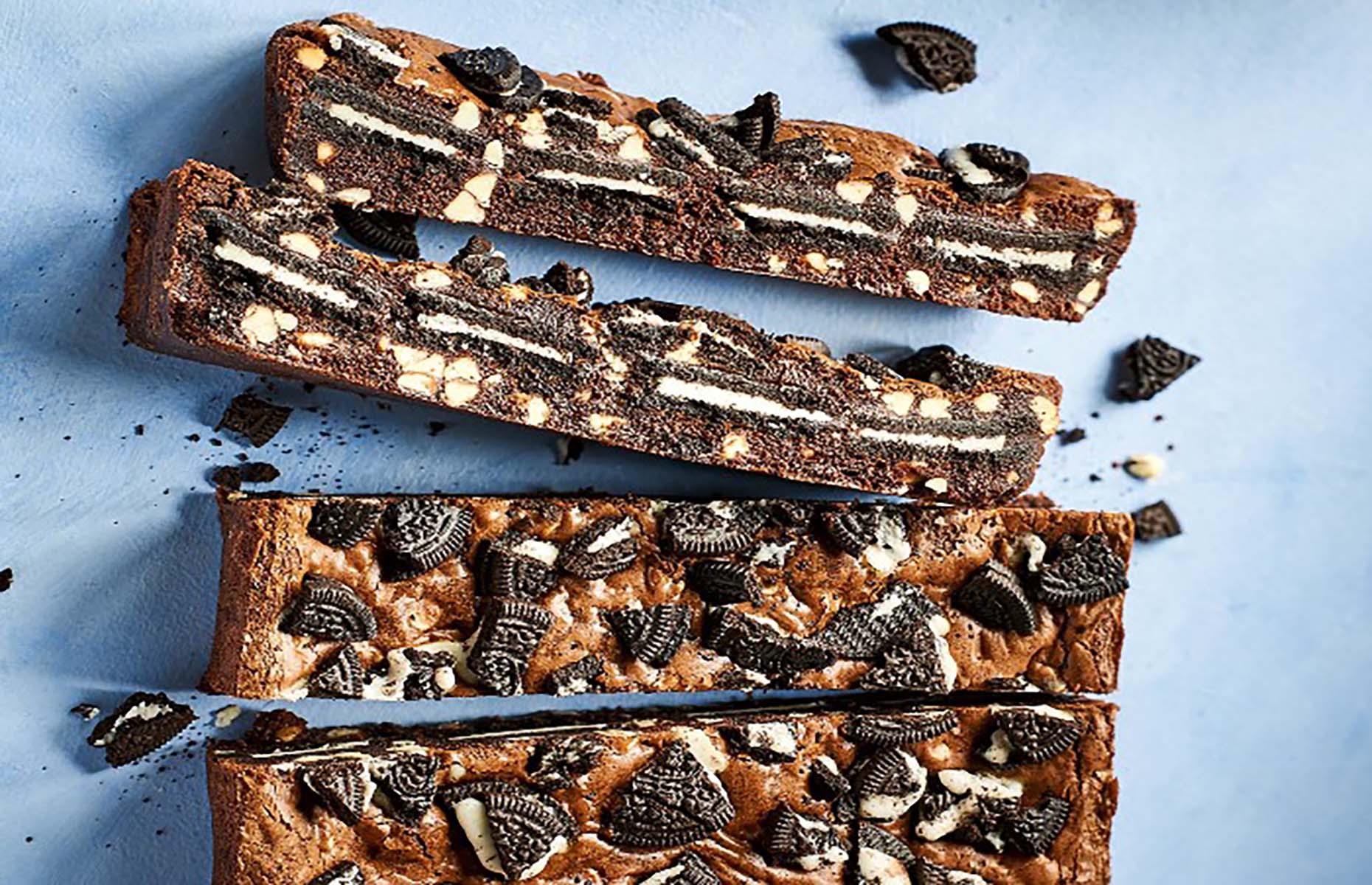 Cookies and cream-stuffed brownies