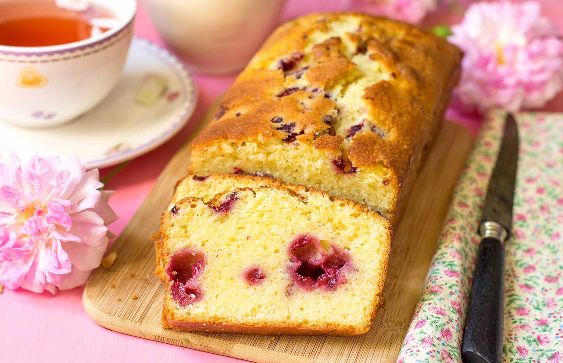 Raspberry, lemon and yogurt tea loaf