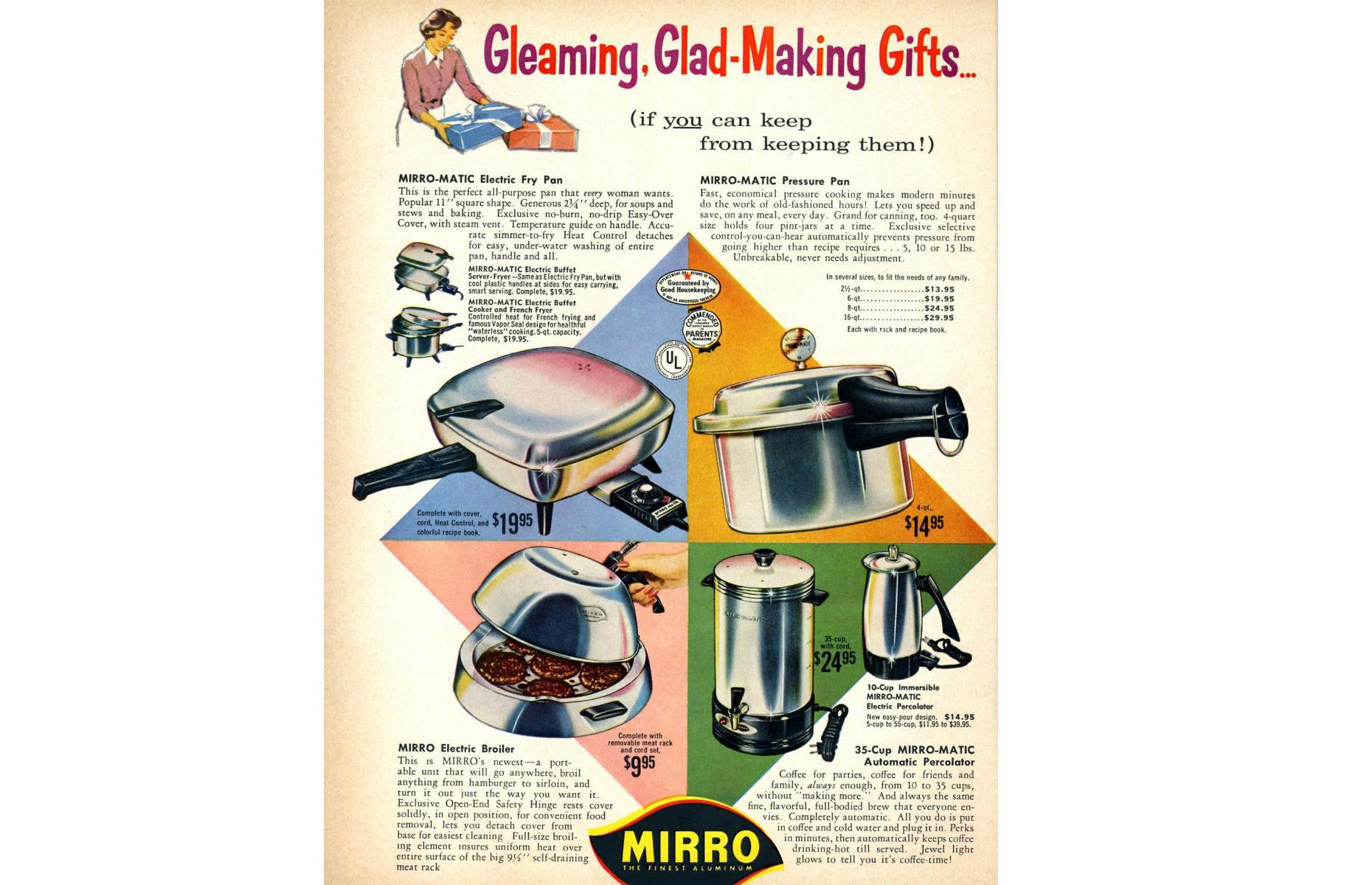 Vintage Mirro-Matic electric casserole pan, retro green electric cooker /  skillet