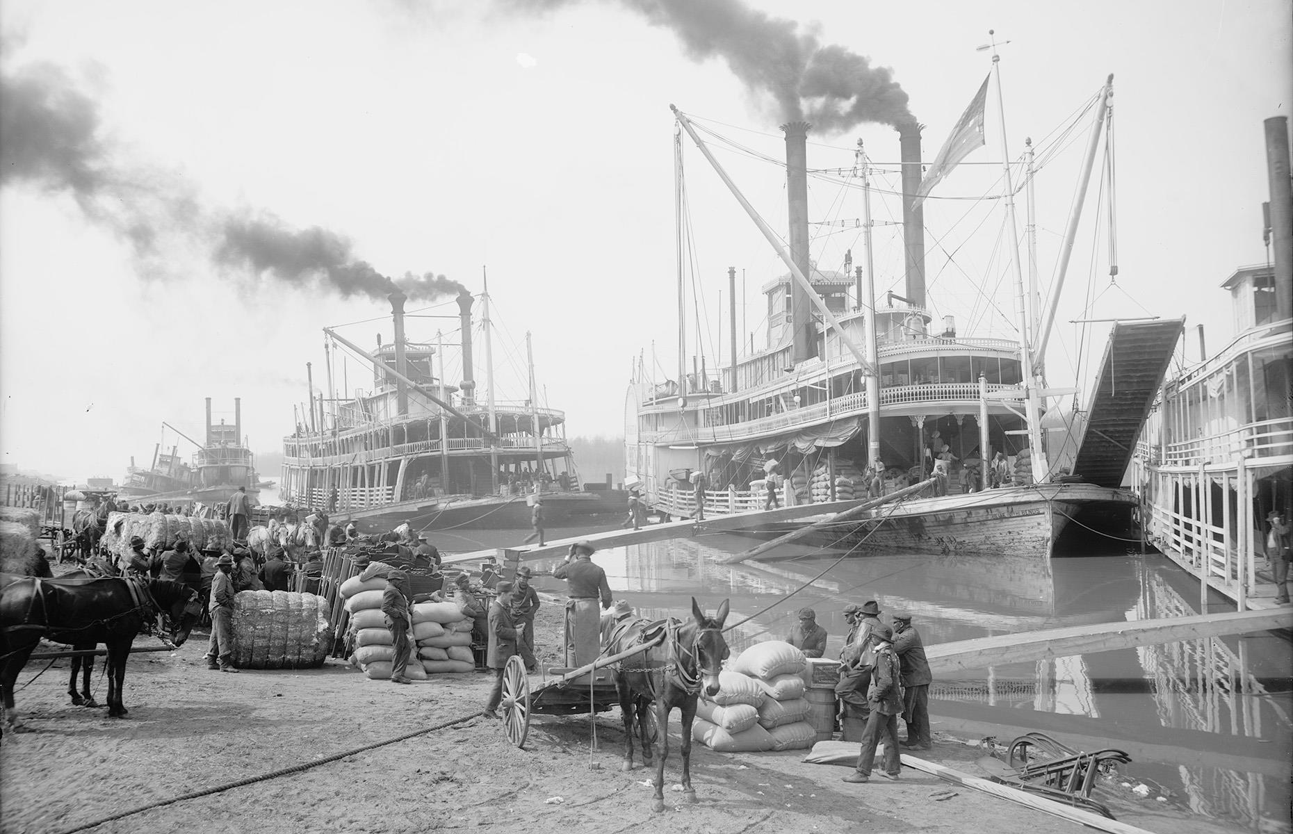 Transporte en barco de vapor