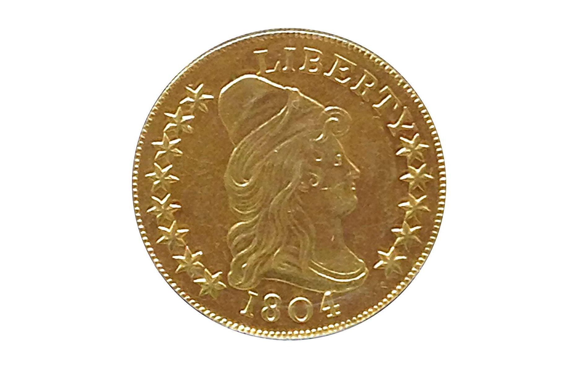 12. 1804 Plain Four Draped Bust Eagle: $5.28 million ($6.2m/£4.7m today)