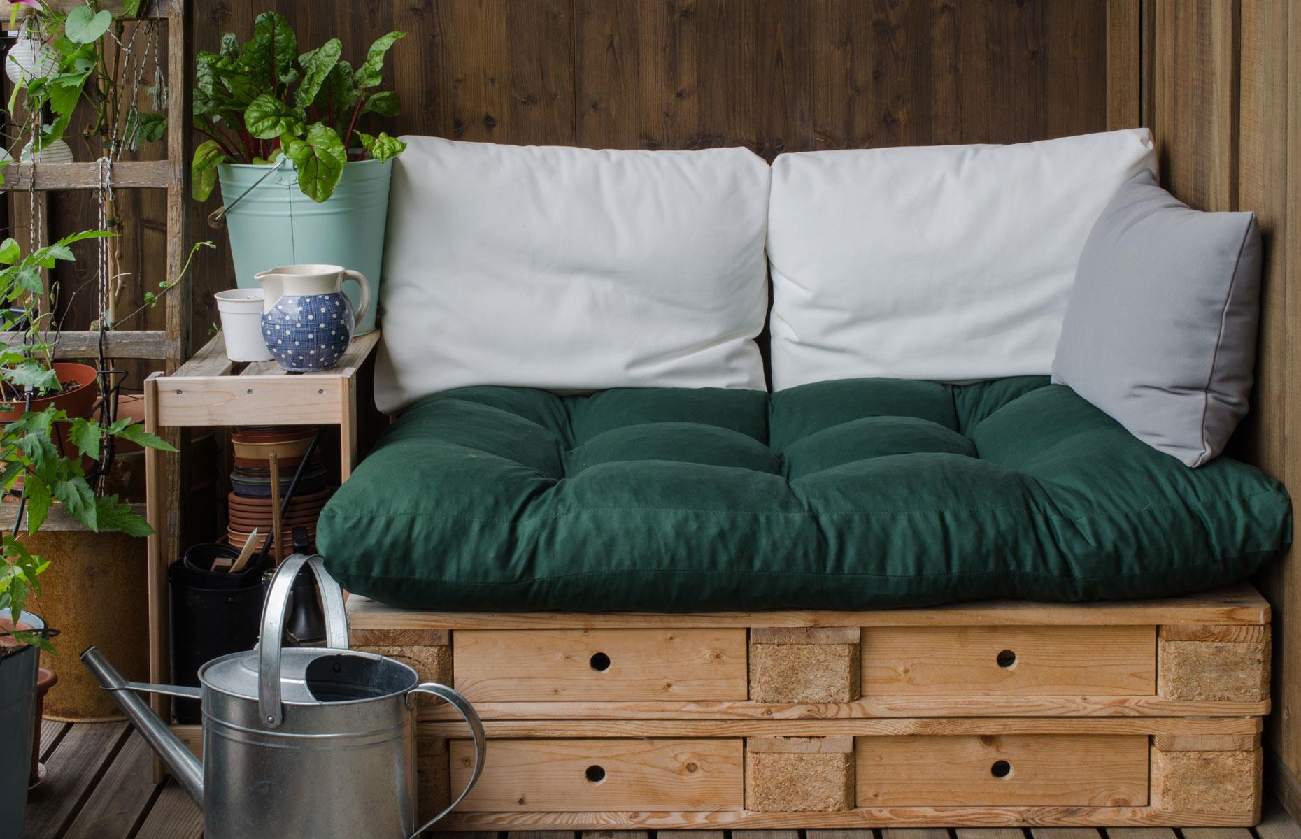 Create balcony seating with built-in storage
