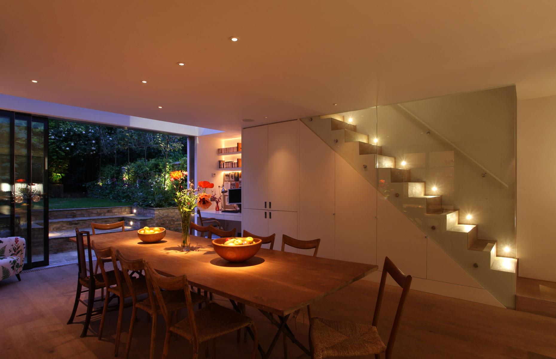 Staircase with a glass balustrade