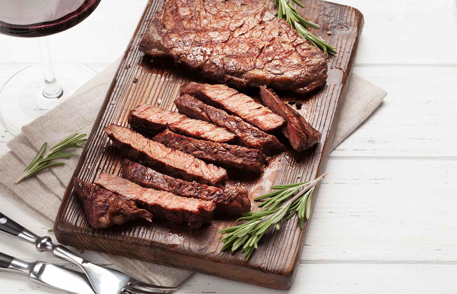Check steak with a meat thermometer