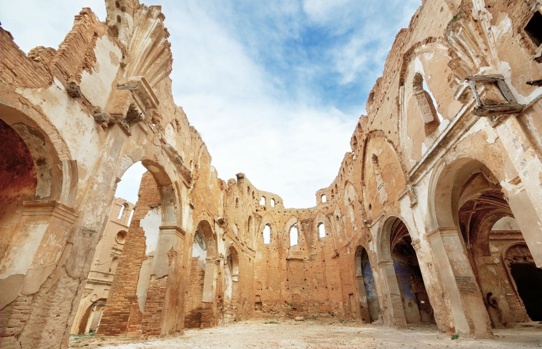 The haunted village of Belchite, Aragon, Spain