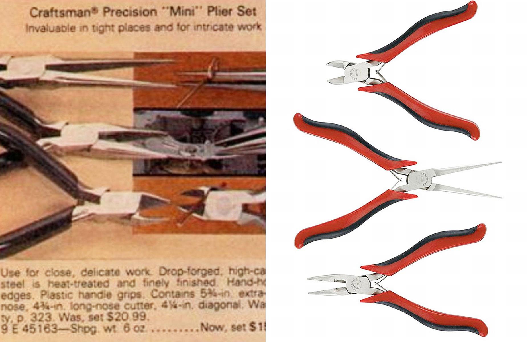 Craftsman three-piece mini pliers set: 147% more expensive in 1984