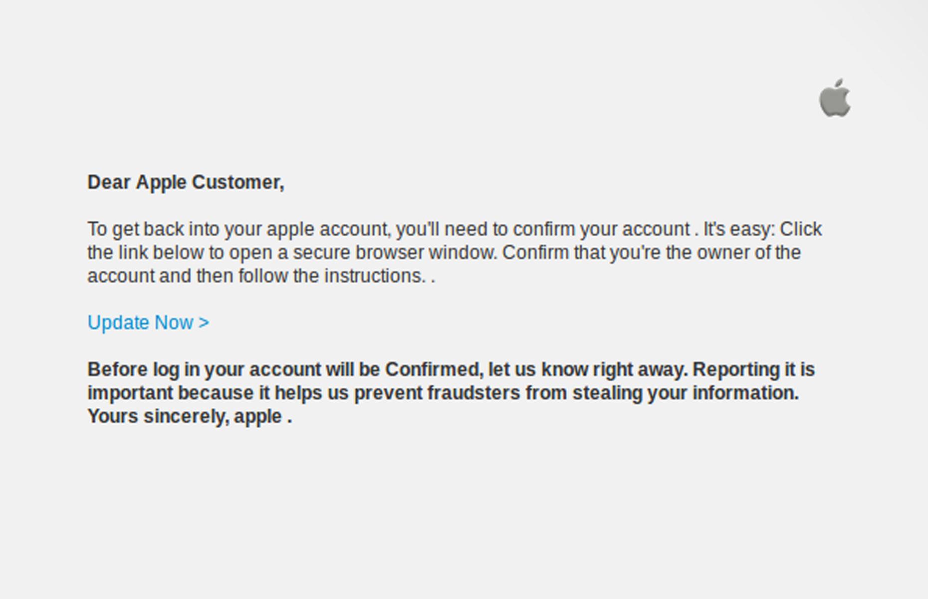Fake Apple phishing emails
