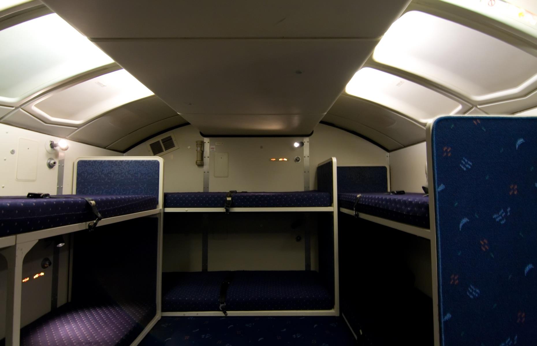 The pilots and cabin crew rest in hidden compartments