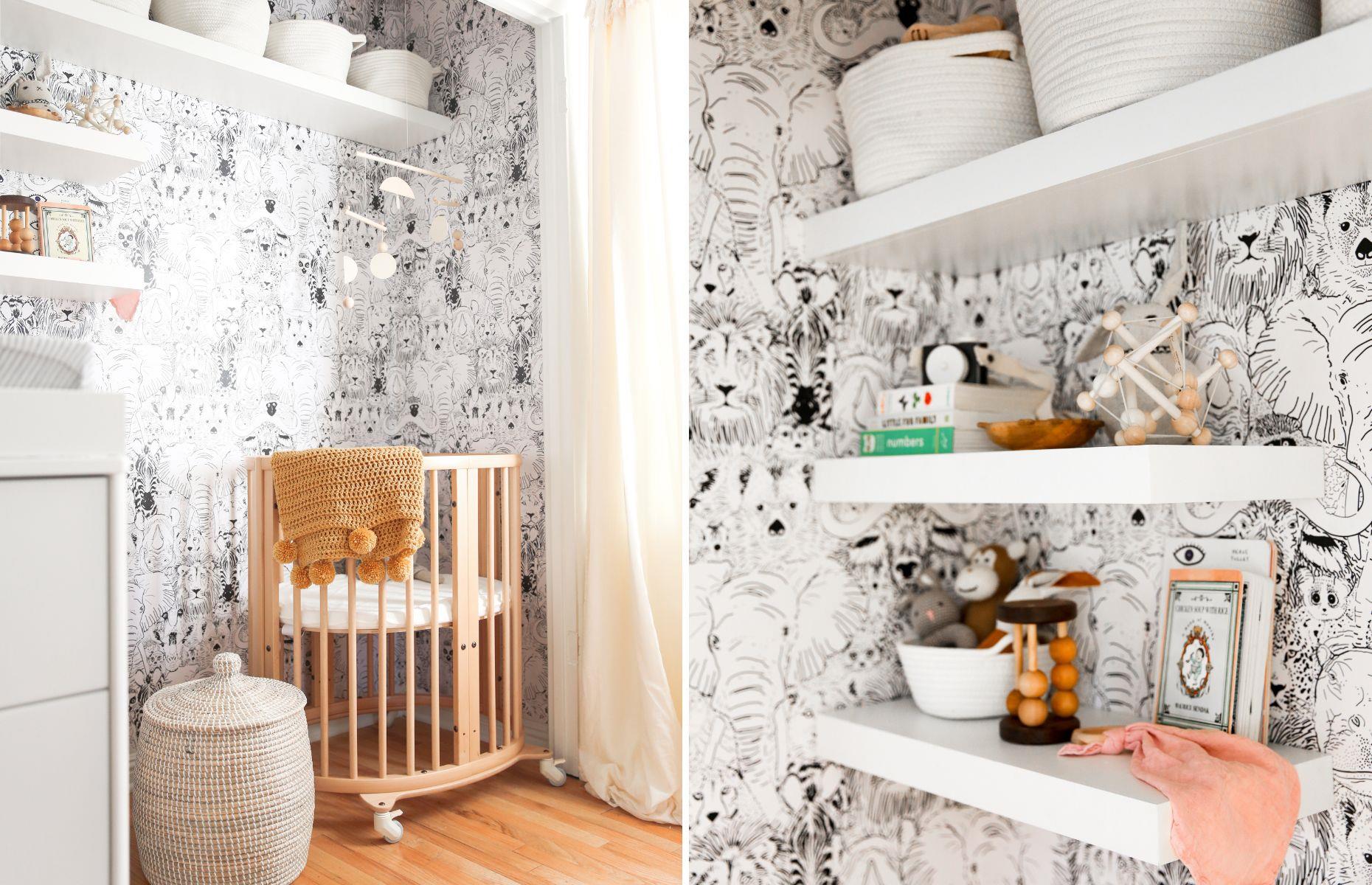 Beautiful closet nursery in wardrobe recess
