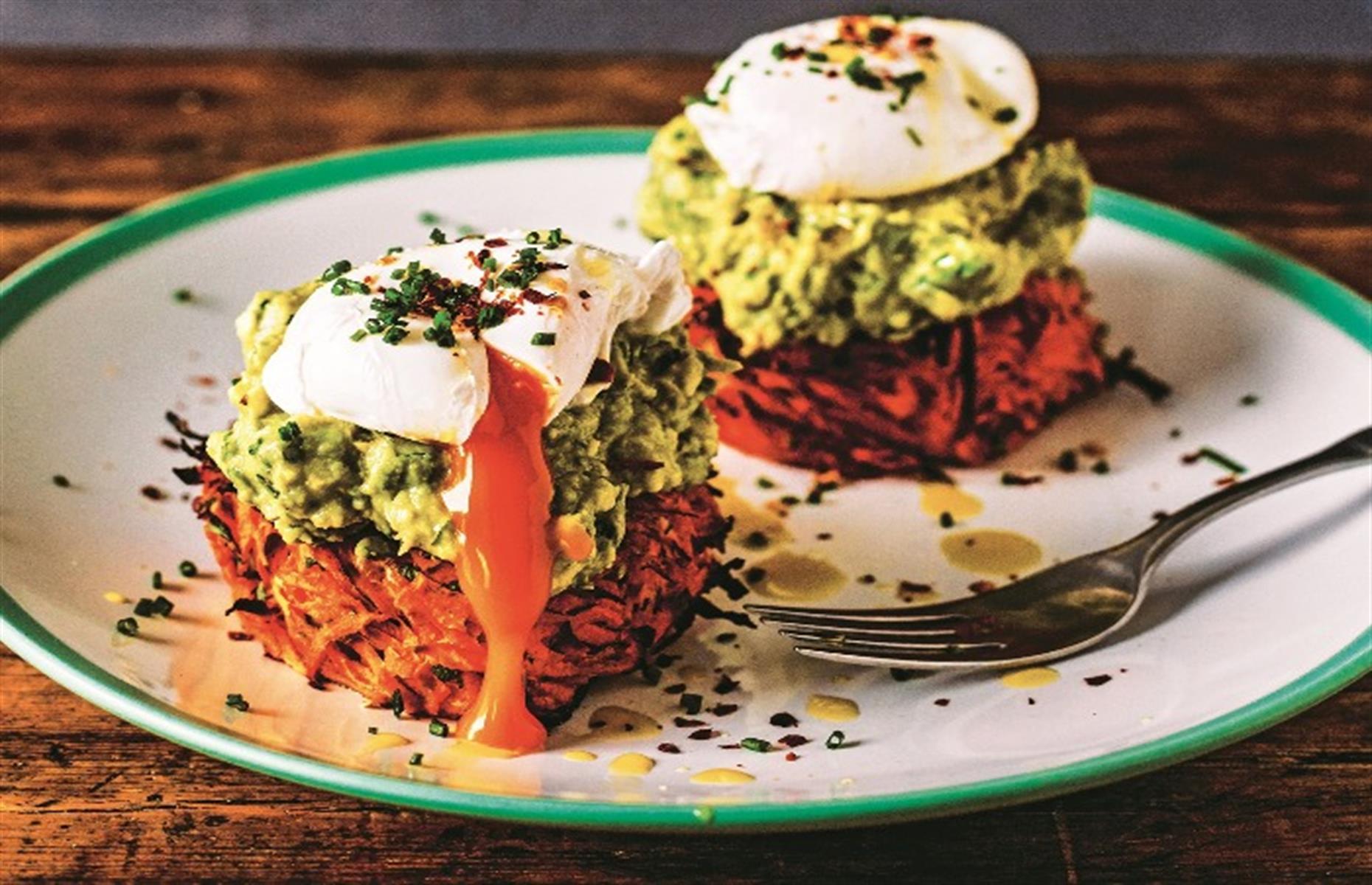 Sweet potato rösti with poached eggs