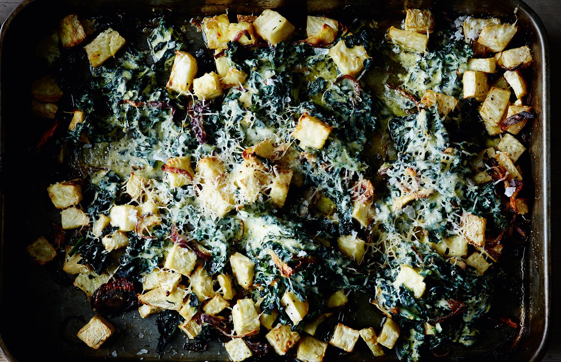 Side: creamy kale and celeriac
