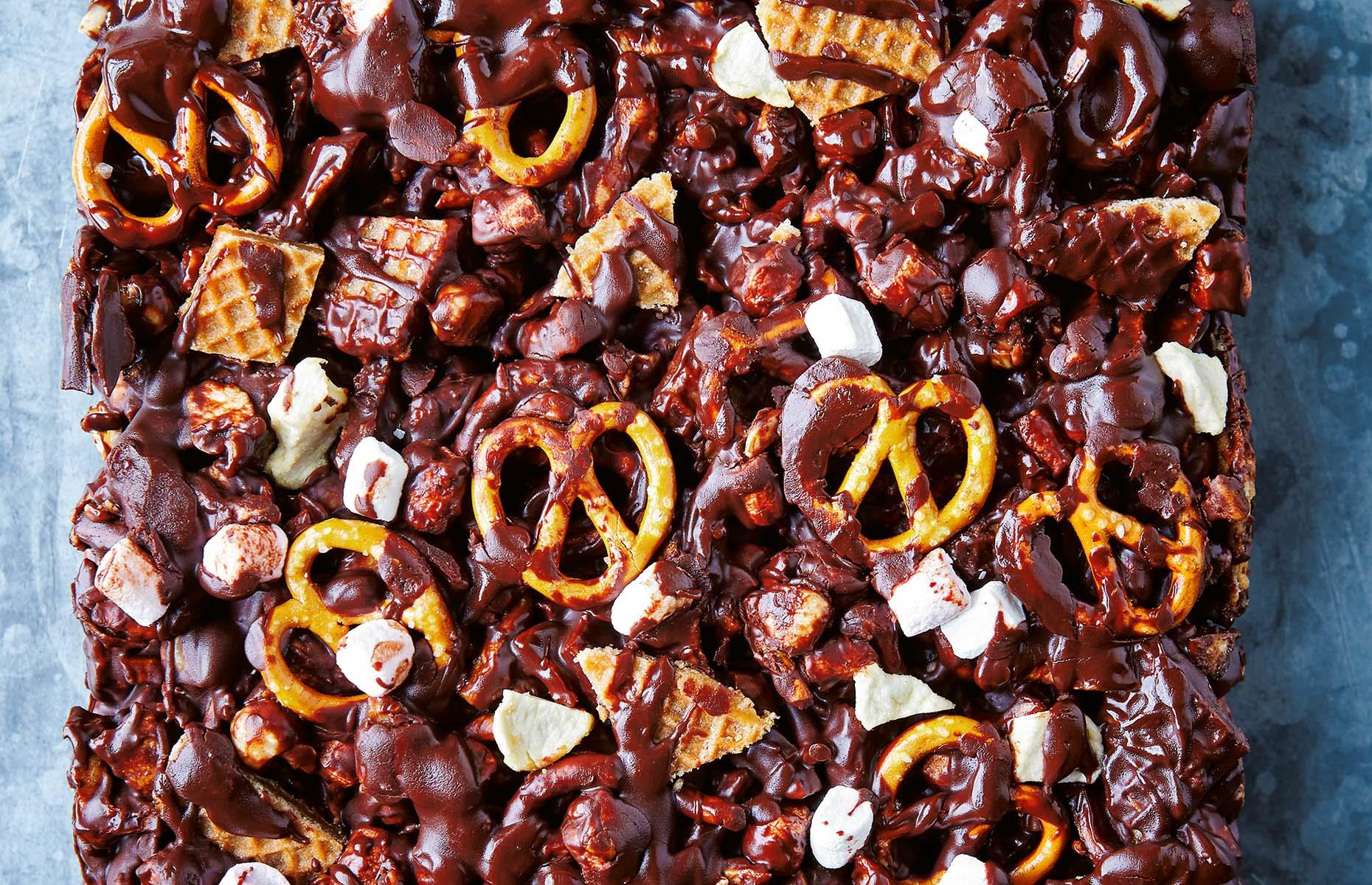 Toffee apple and salted pretzel rocky road