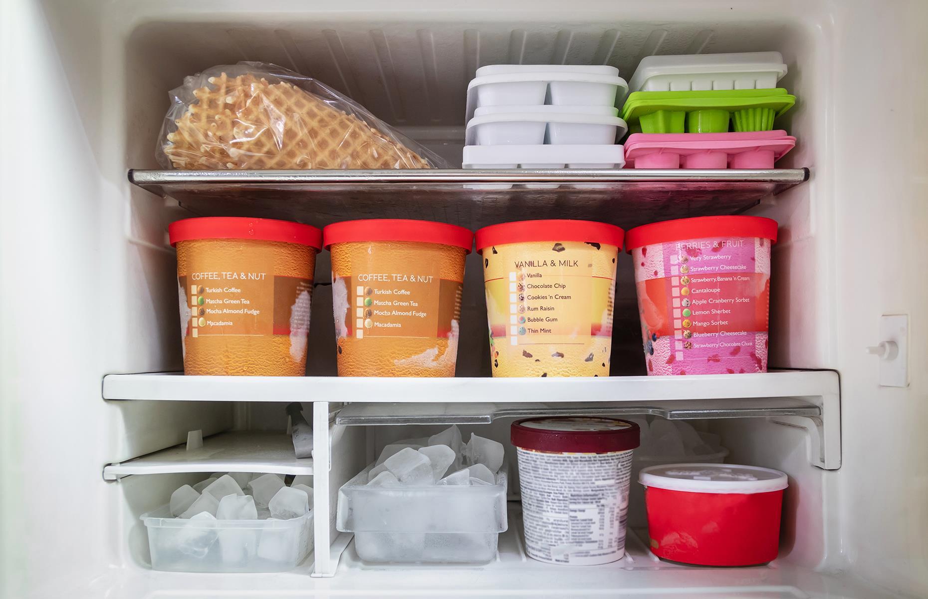 Store ice cream at the back of the freezer to stop it melting