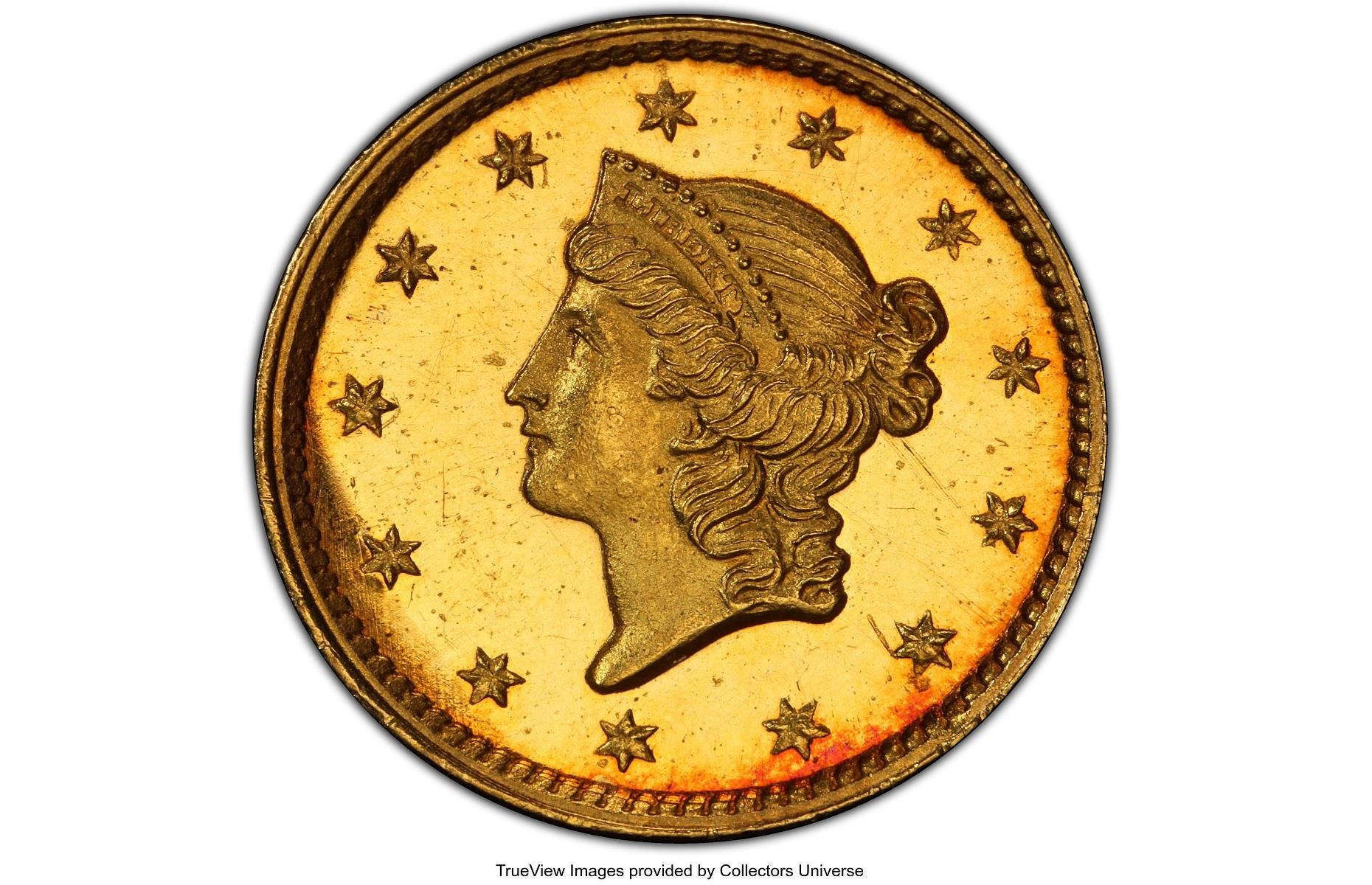 1854 Deep Cameo Gold Dollar: $720,000