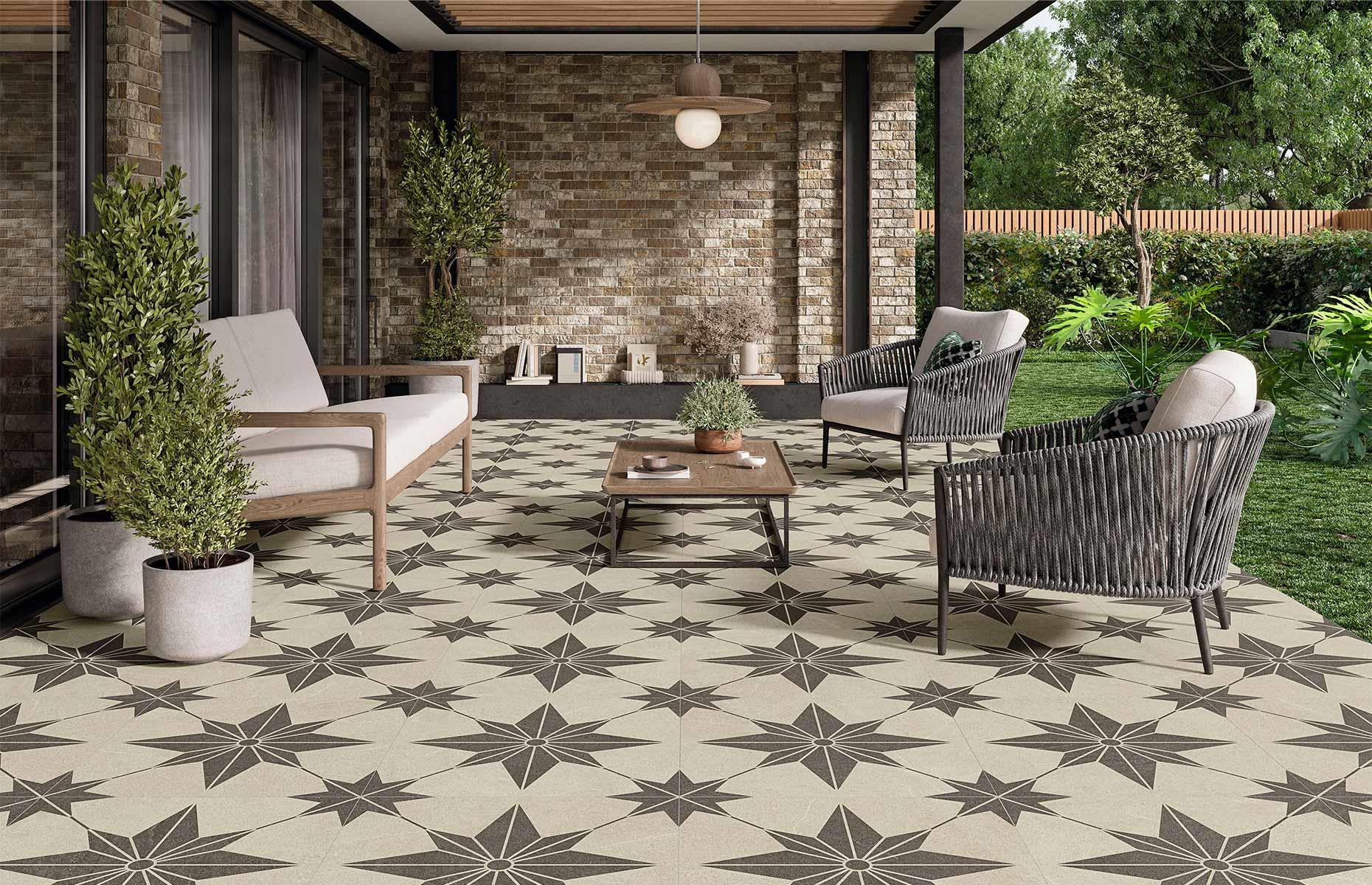 Statement patio tiles