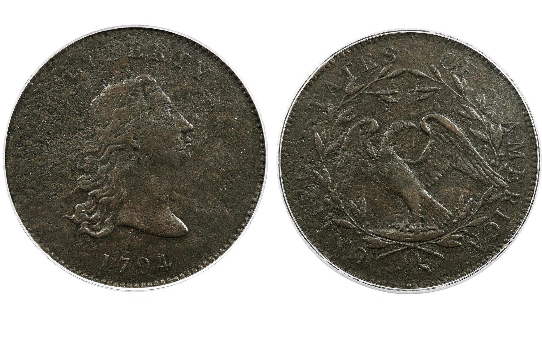 1794 No Stars Flowing Hair dollar coin: $840,000
