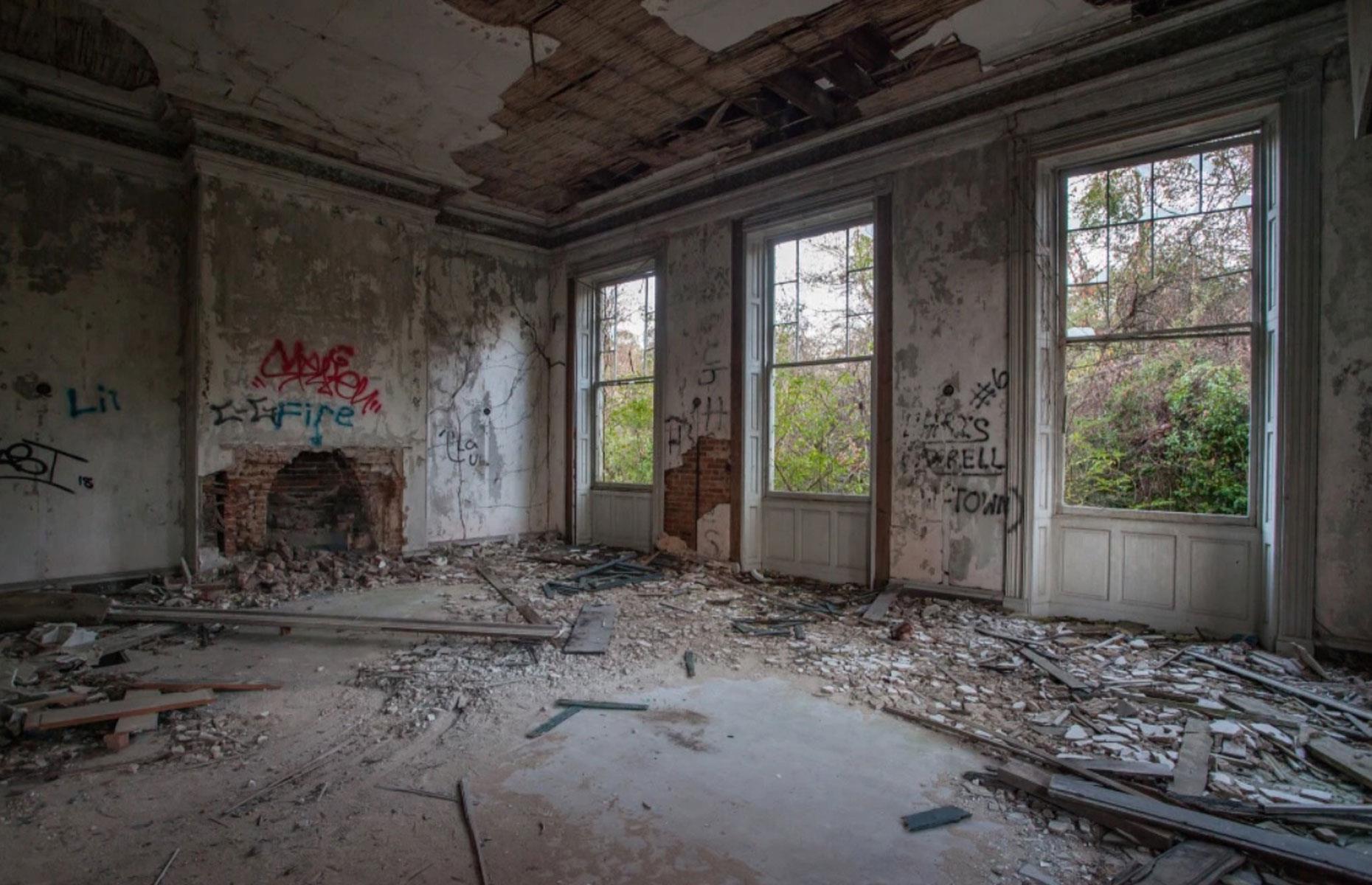 Decaying drawing room
