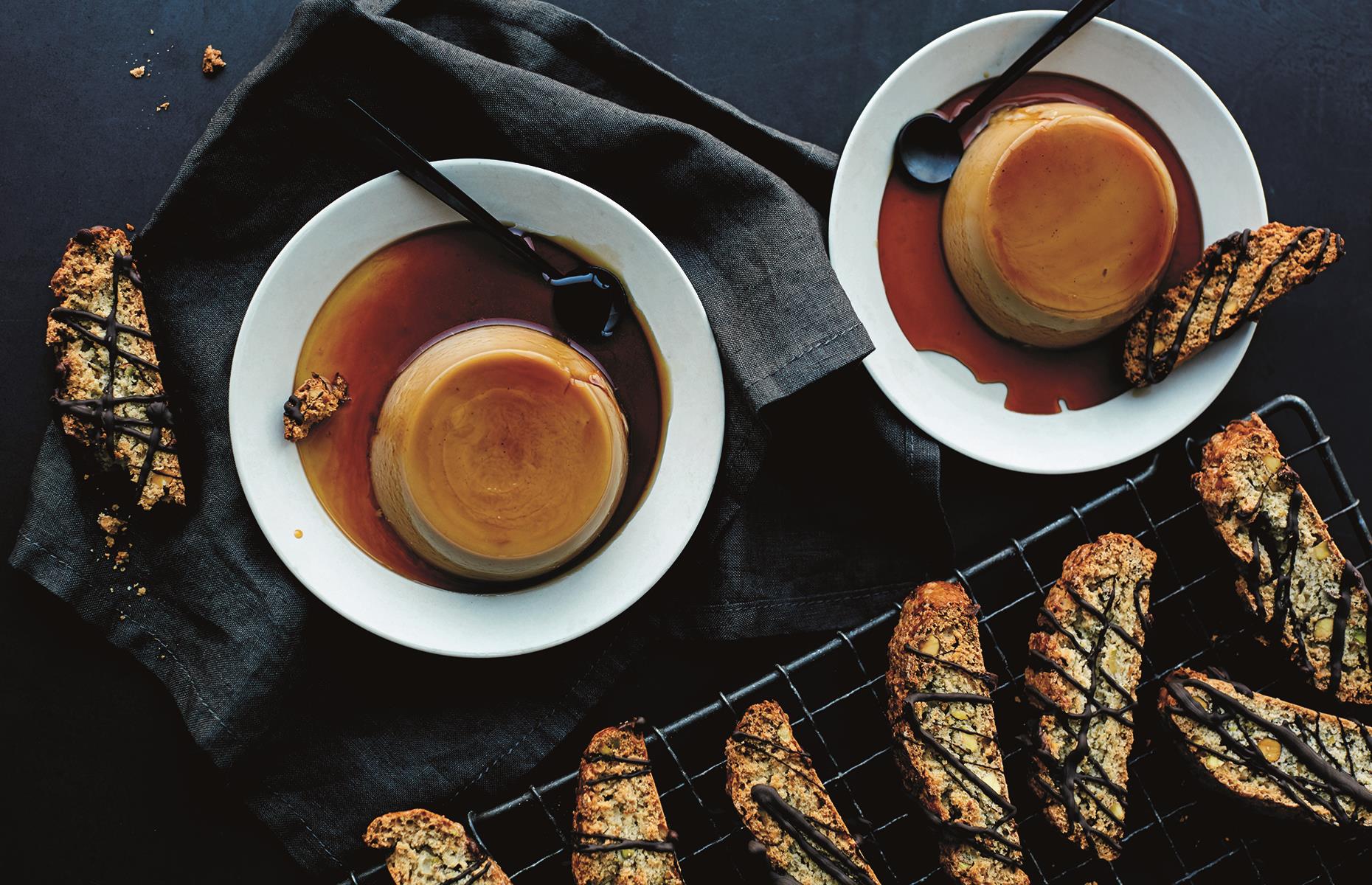 12. Biscotti and espresso crème caramel 