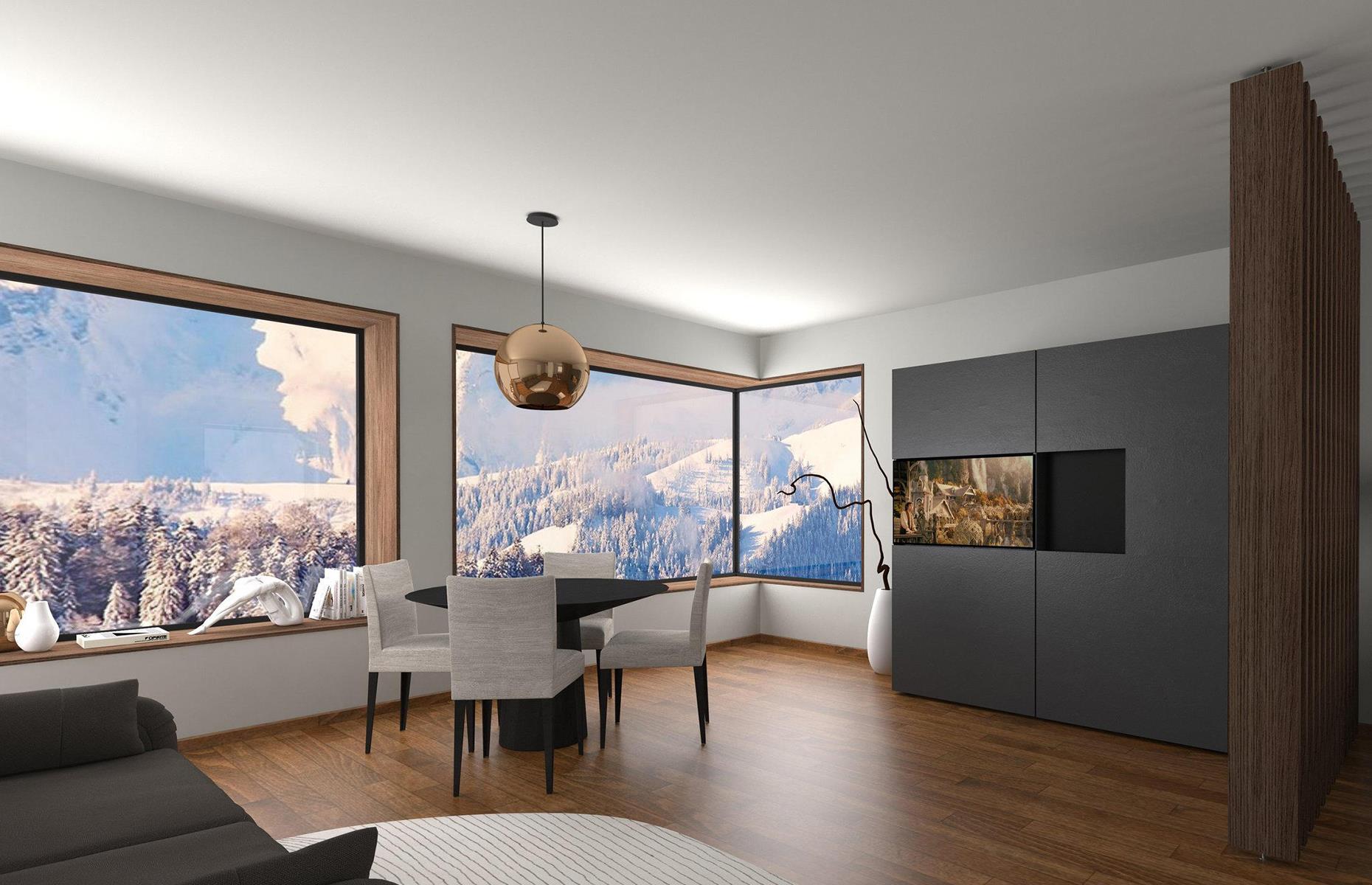 Before: a sleek, streamlined wall unit