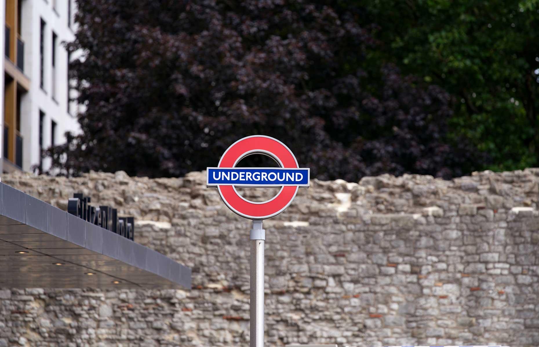 Tower Hill station features a Roman wall