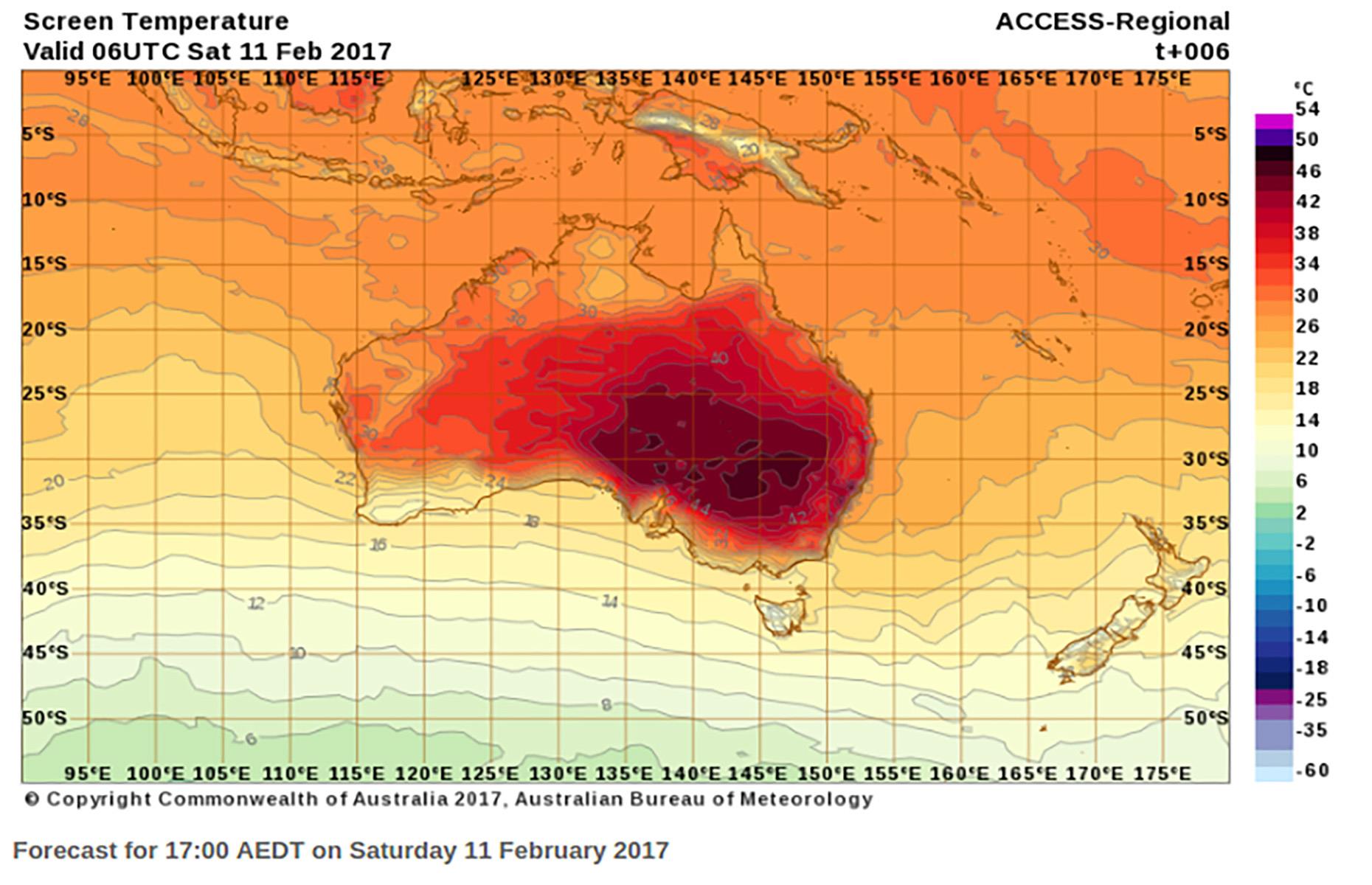 Australia’s Bureau of Meteorology has had to add new colours to its heat scale