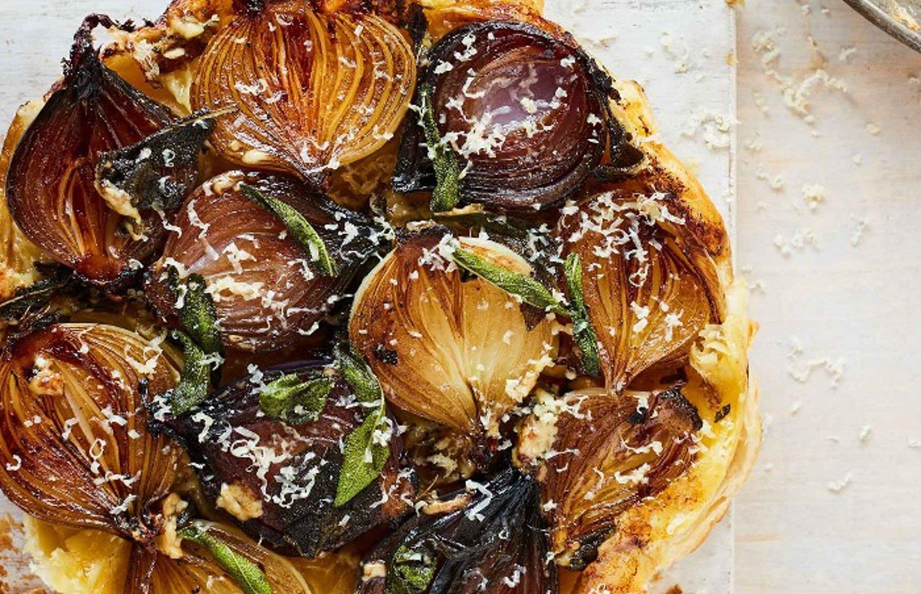 Cheese and onion tarte tatin
