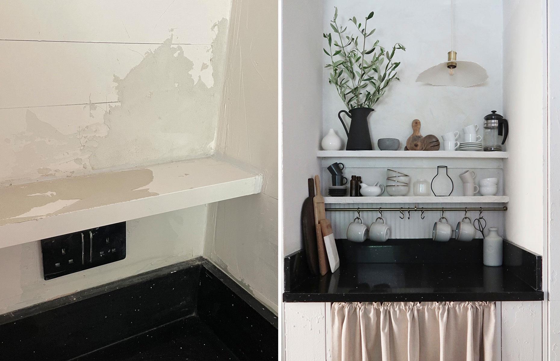 Set MOSSLANDA shelves in cement