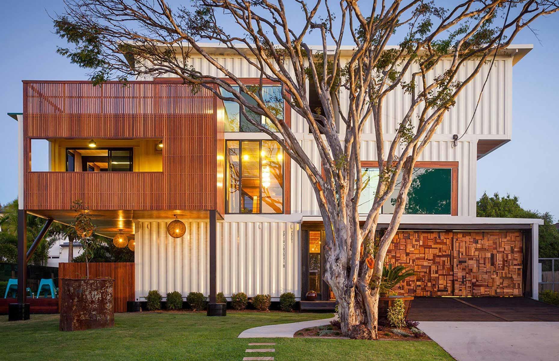 Un pavillon de banlieue en container, Queensland, Australie