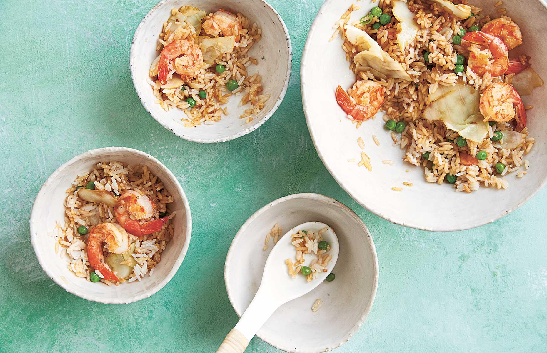 Prawn and cabbage fried rice