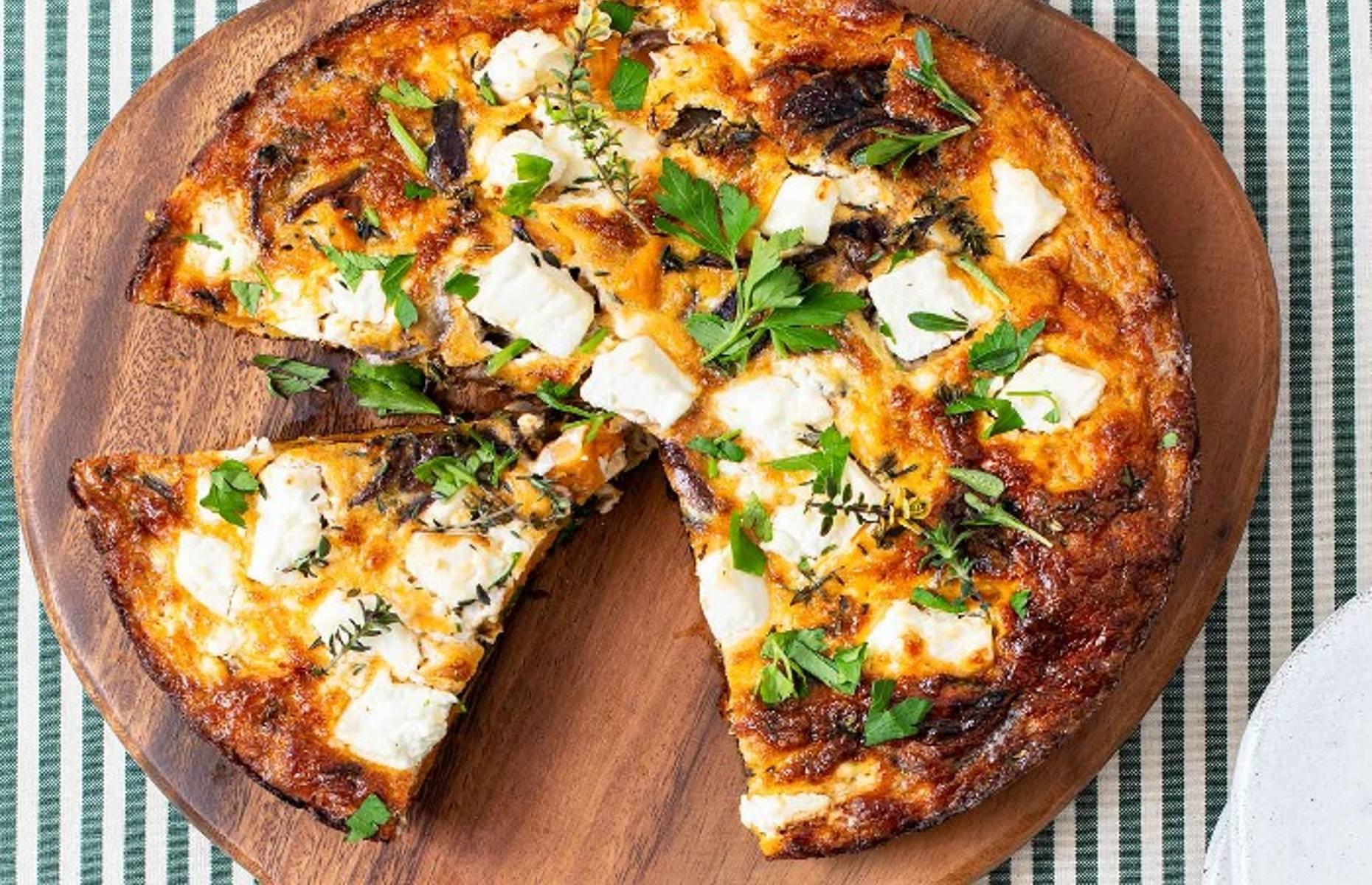 8. Sweet potato, feta and red onion frittata