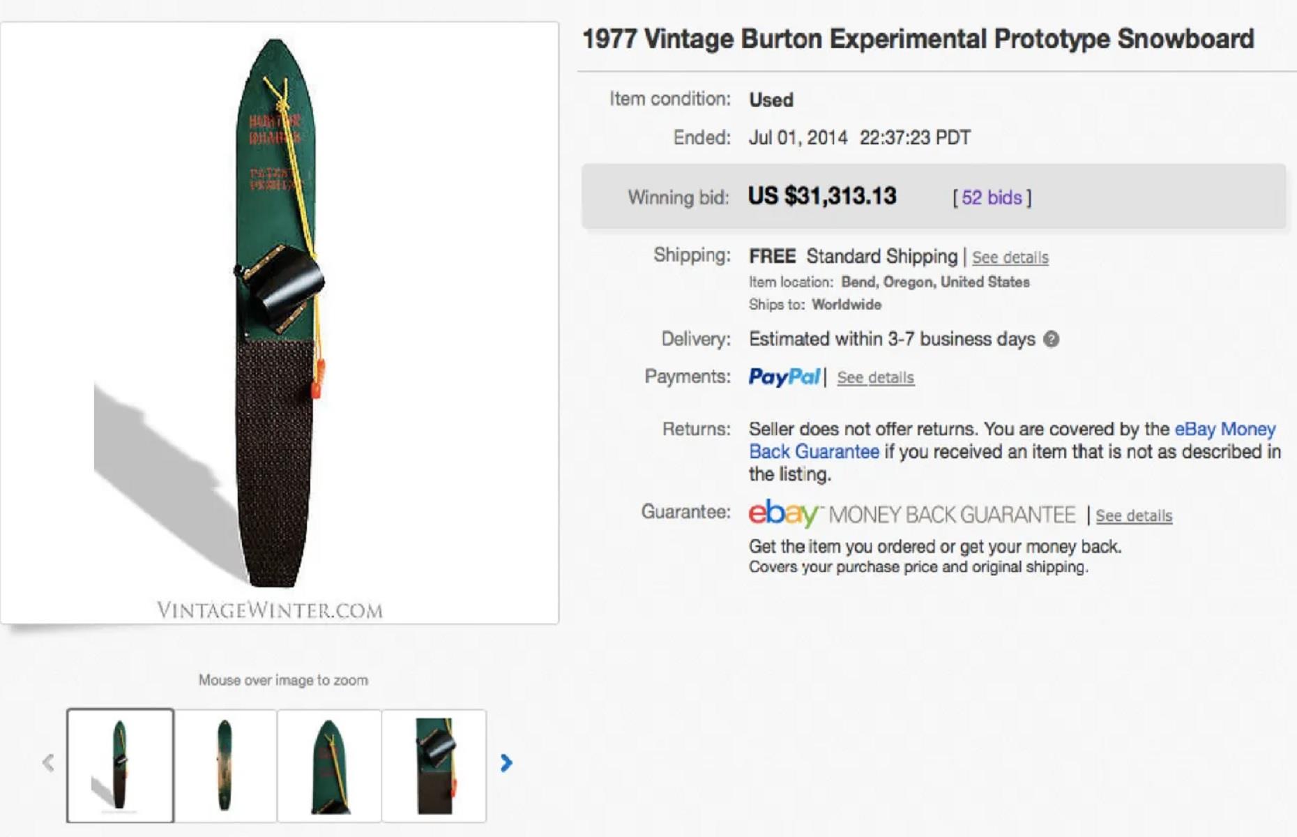 Rare Burton snowboard: $31,313 (£18.7k)
